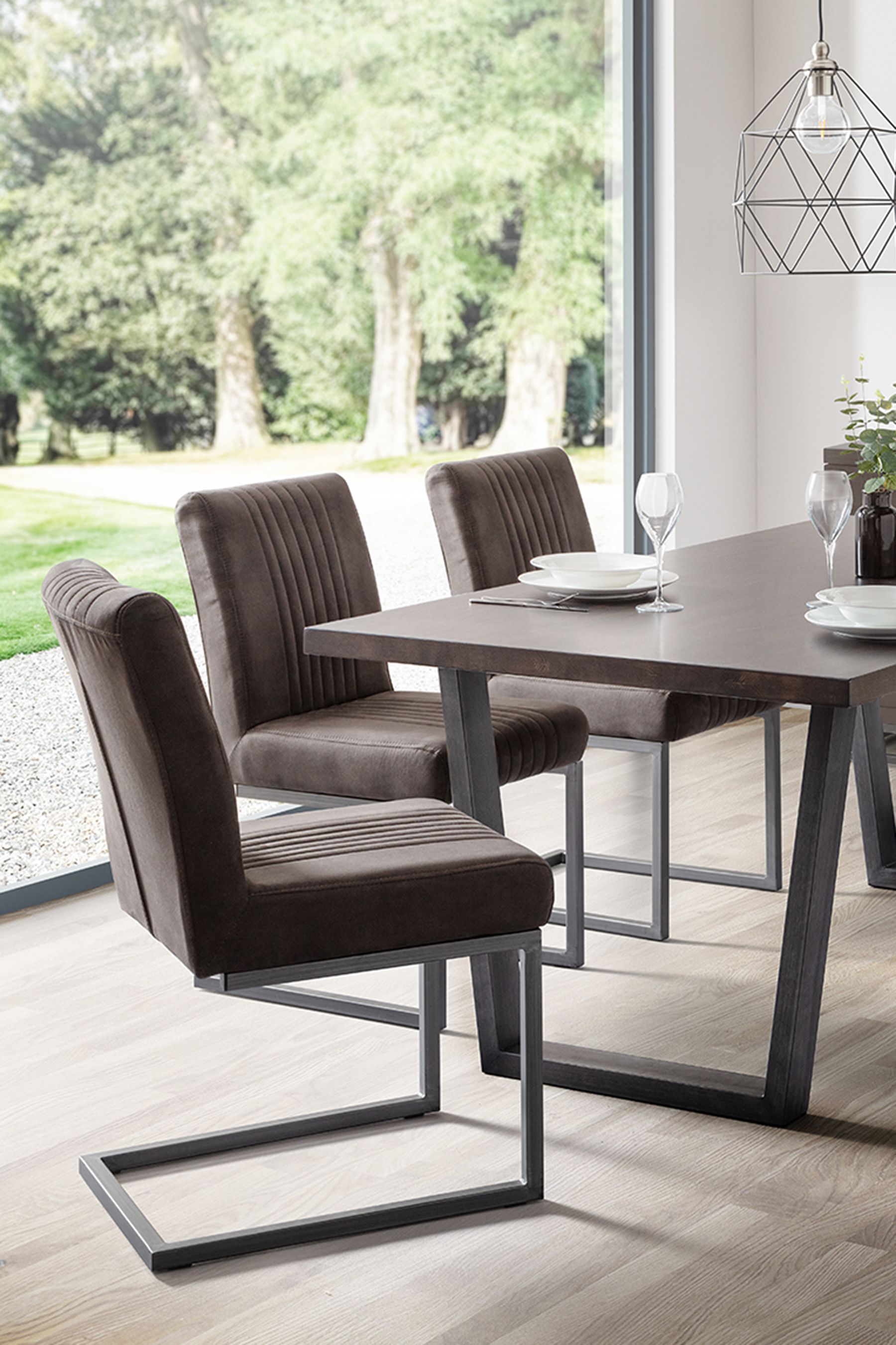 Buy Julian Bowen Set of 2 Charcoal Grey Brooklyn Dining Chairs from the