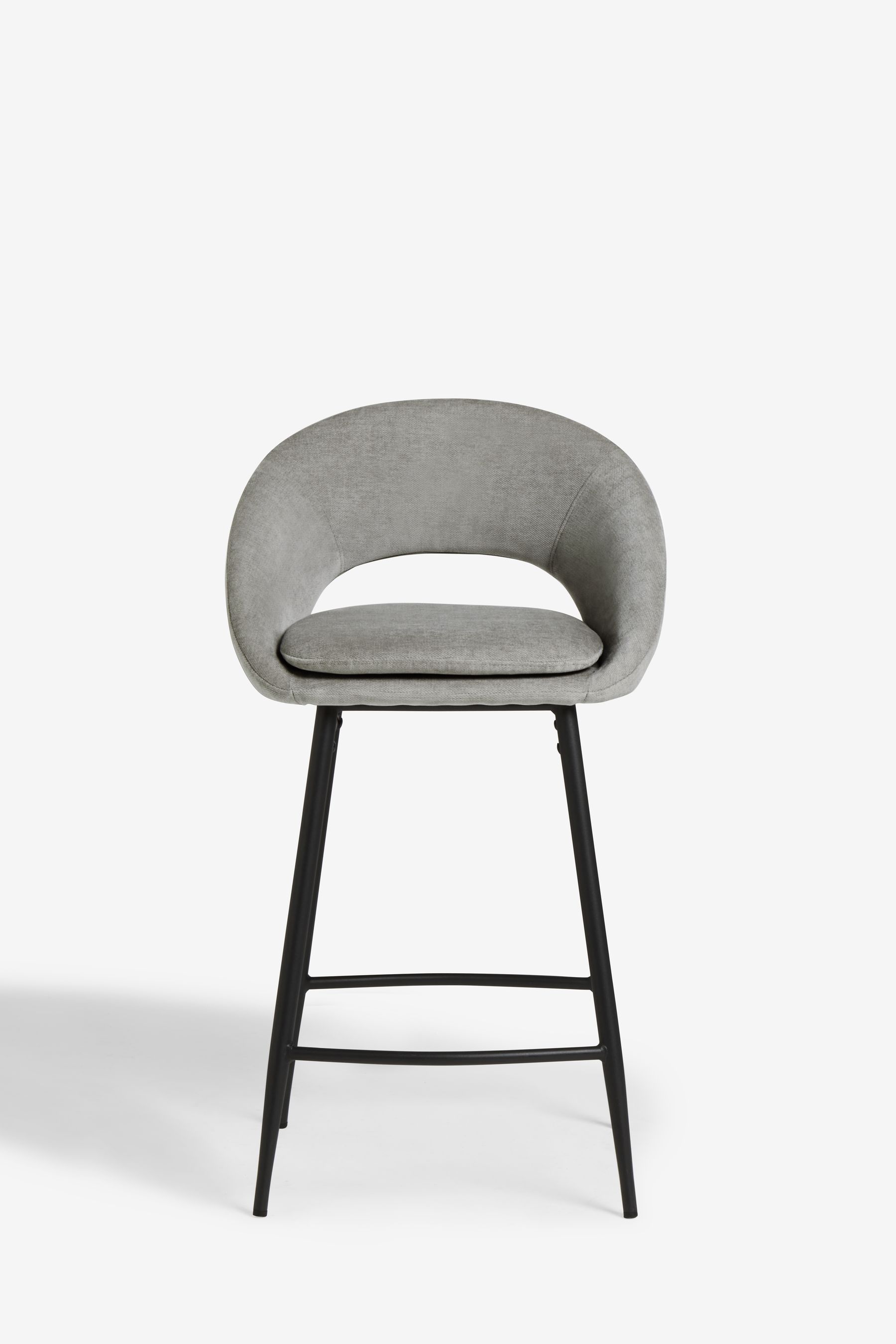 Buy Fine Chenille Mid Grey Black Leg Hewitt Fixed Height Bar Stool from