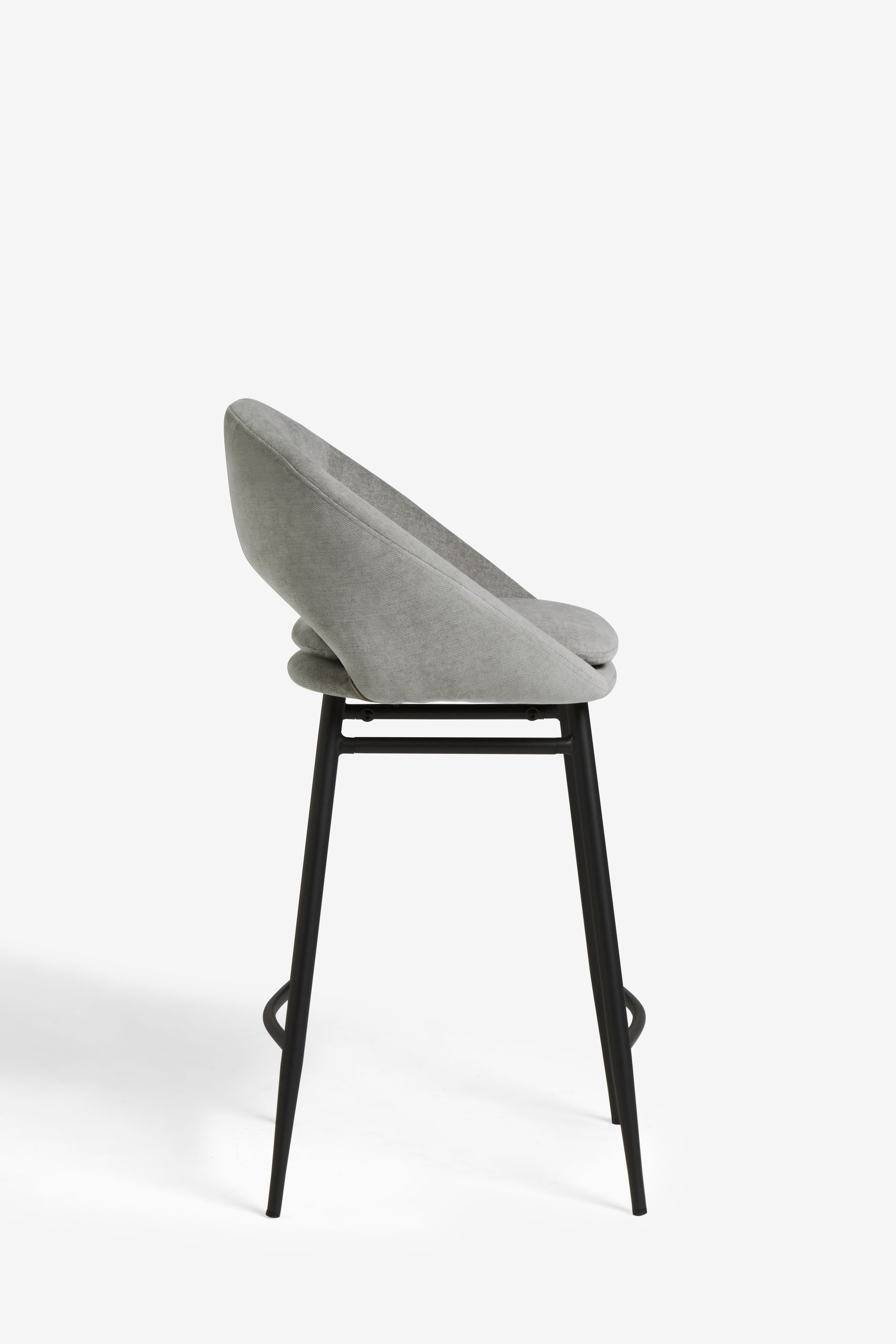 Buy Fine Chenille Mid Grey Black Leg Hewitt Fixed Height Bar Stool from