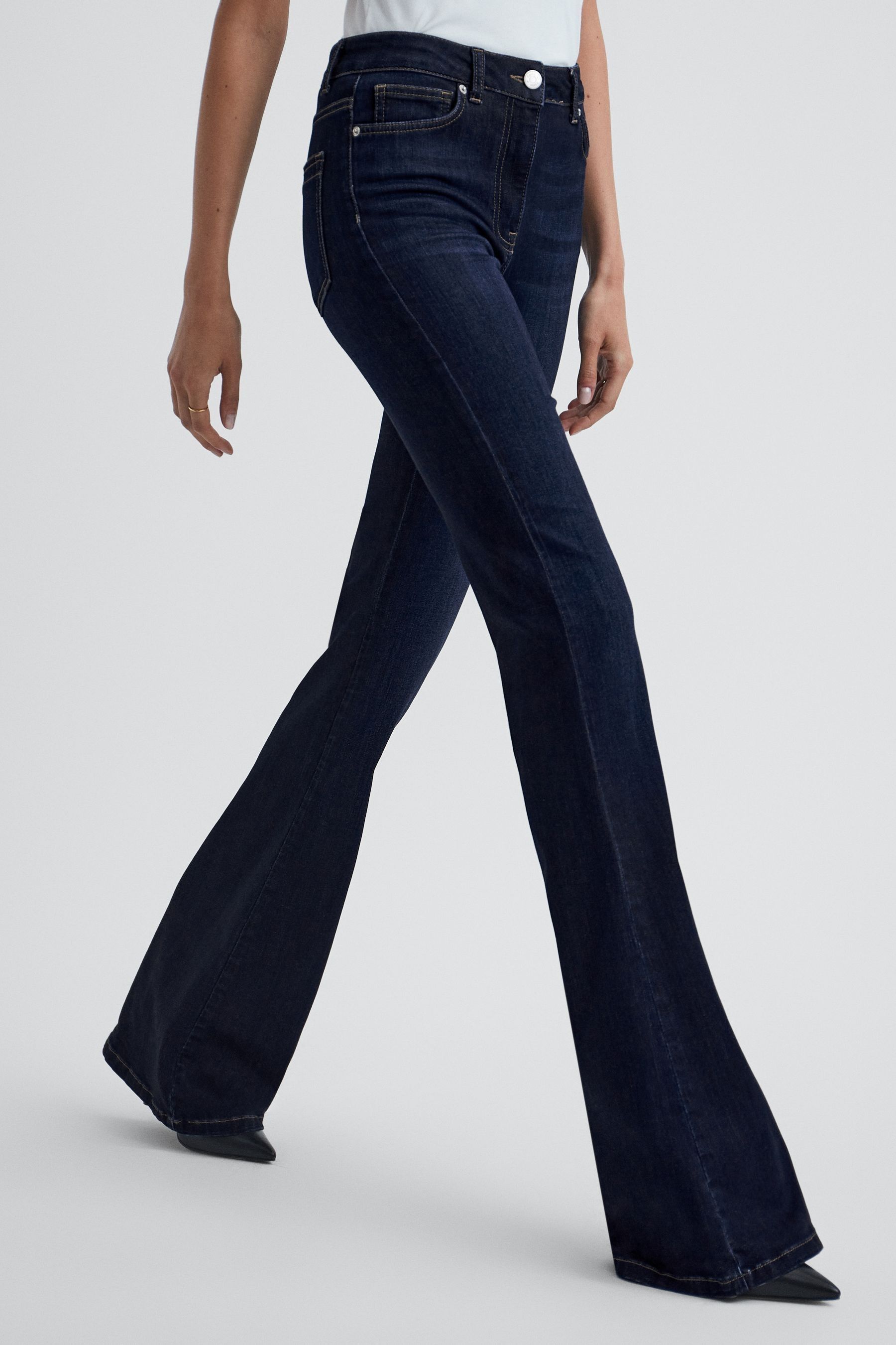 Buy Reiss Dark Indigo Beau High Rise Skinny Flared Jeans from the Next ...
