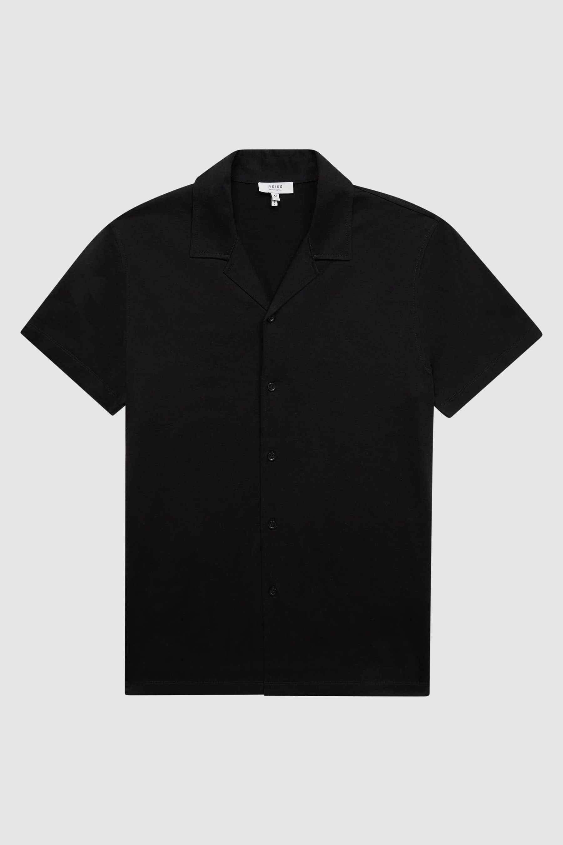 Buy Reiss Black Caspa Mercerised Jersey Cuban Collar Shirt from the ...