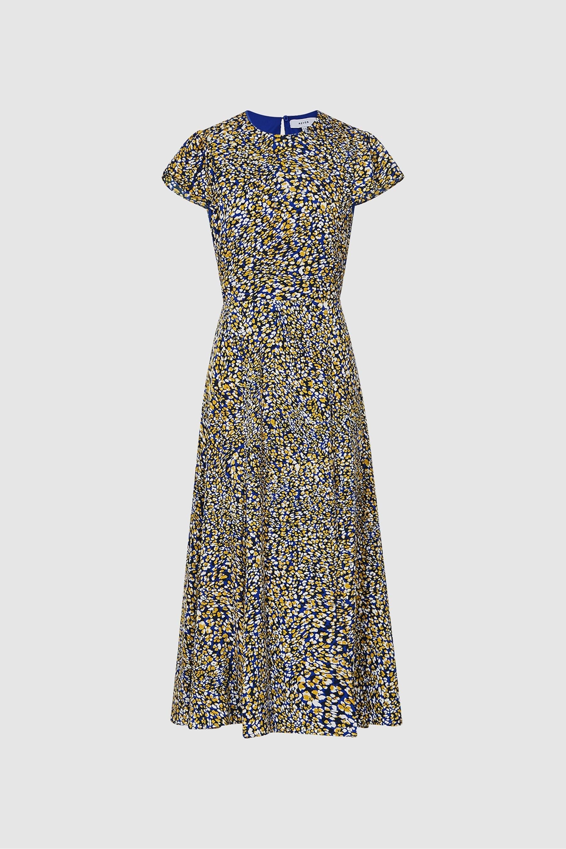 Buy Reiss Blue Livia Printed Cut Out Back Midi Dress from the Next UK ...