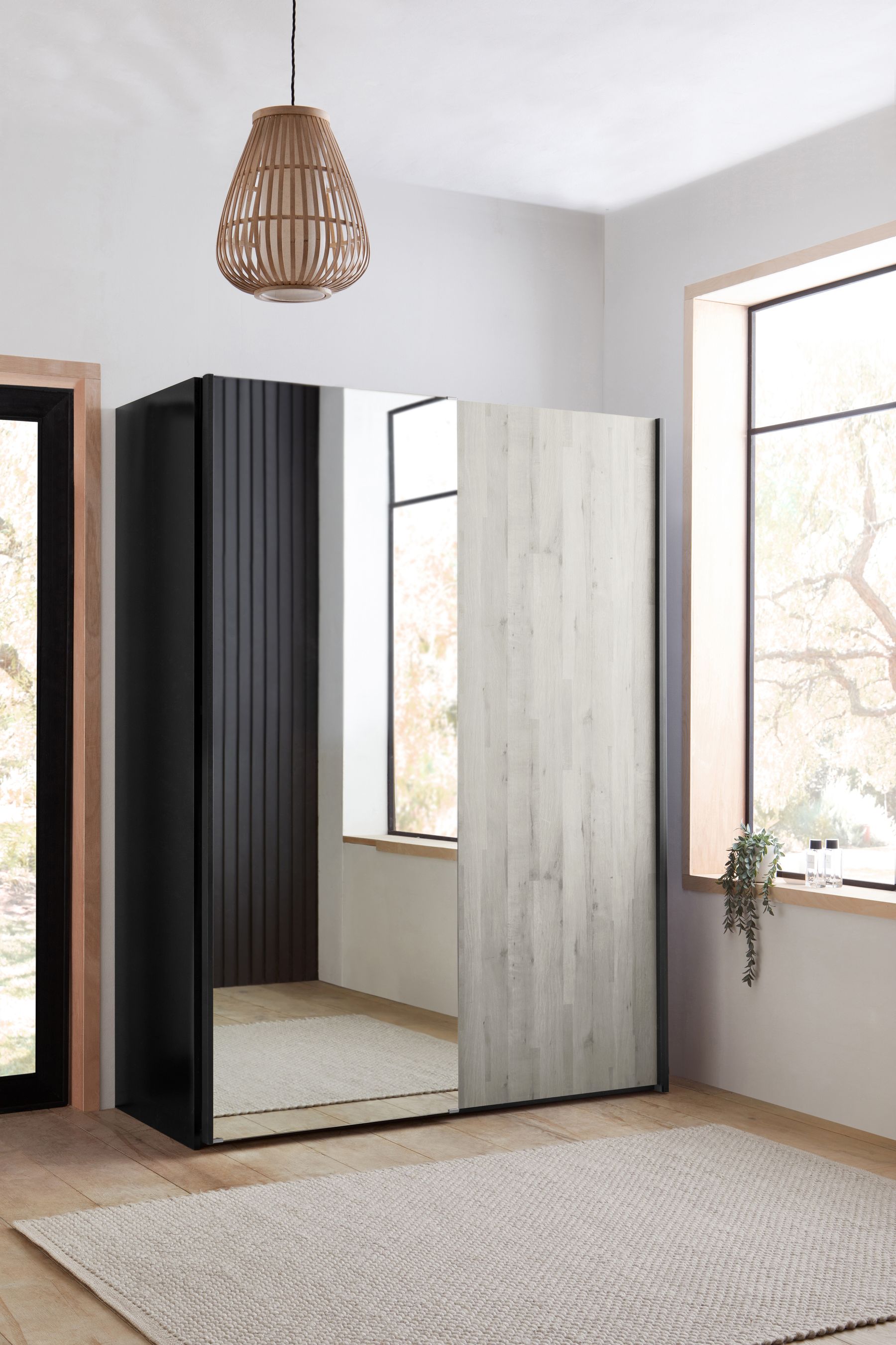 Buy Grey Bronx collection Luxe Oak 1.5m Sliding Effect Semi Fitted