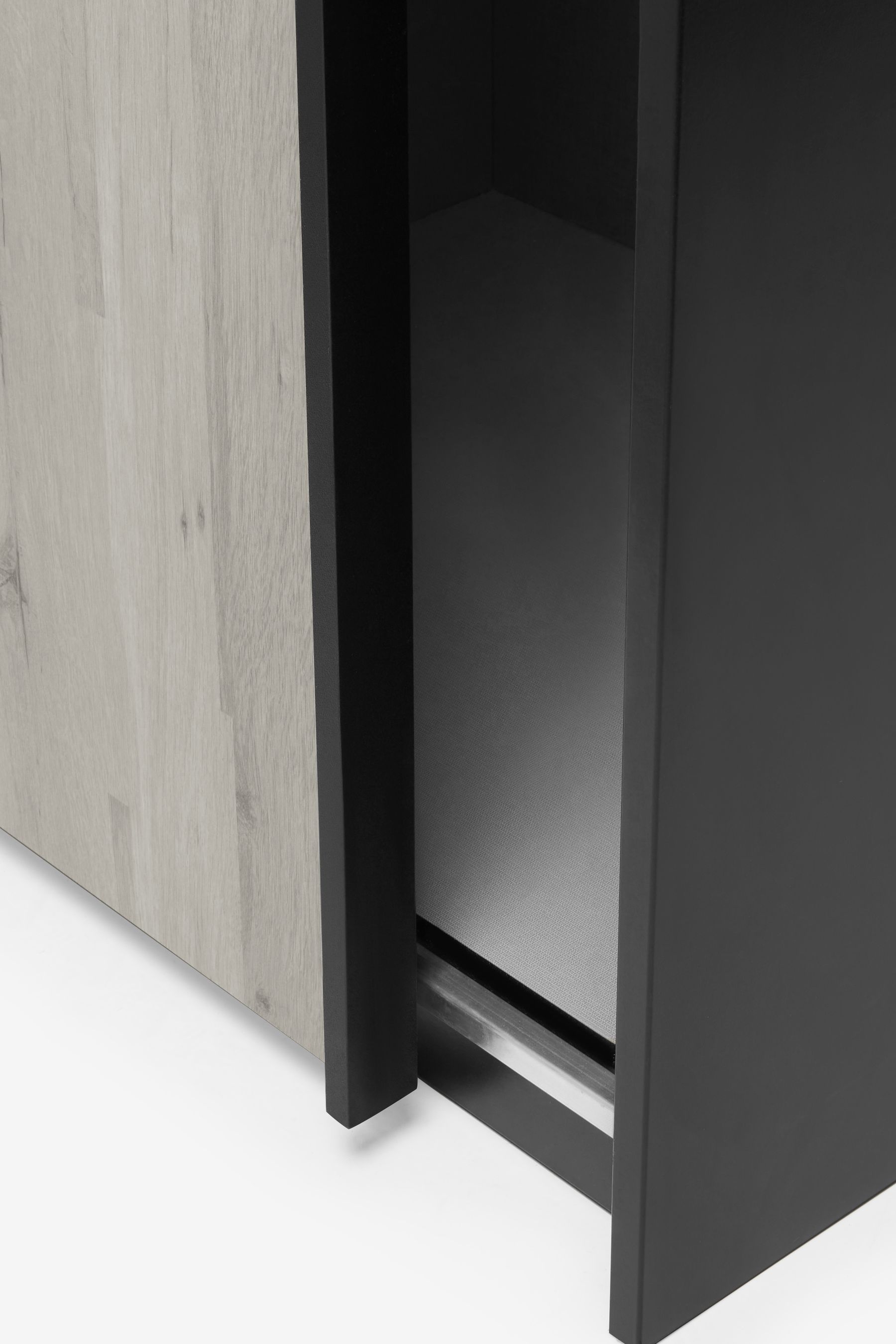 Buy Grey Bronx Oak 1.5m Sliding Effect Semi Fitted Mirrored Wardrobe