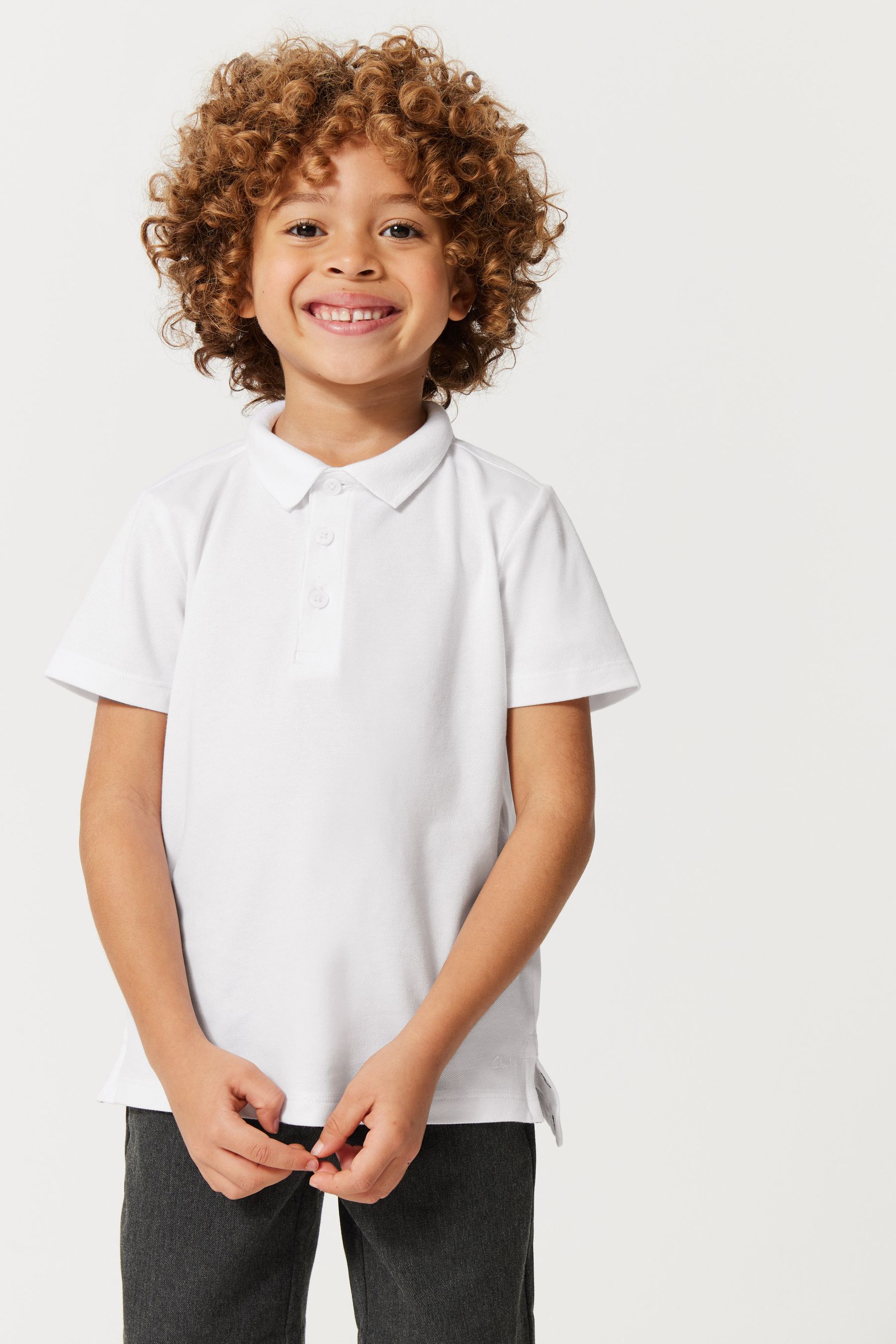 Buy Clarks White School Short Sleeve Boys Polo Shirts 2 Pack from the ...