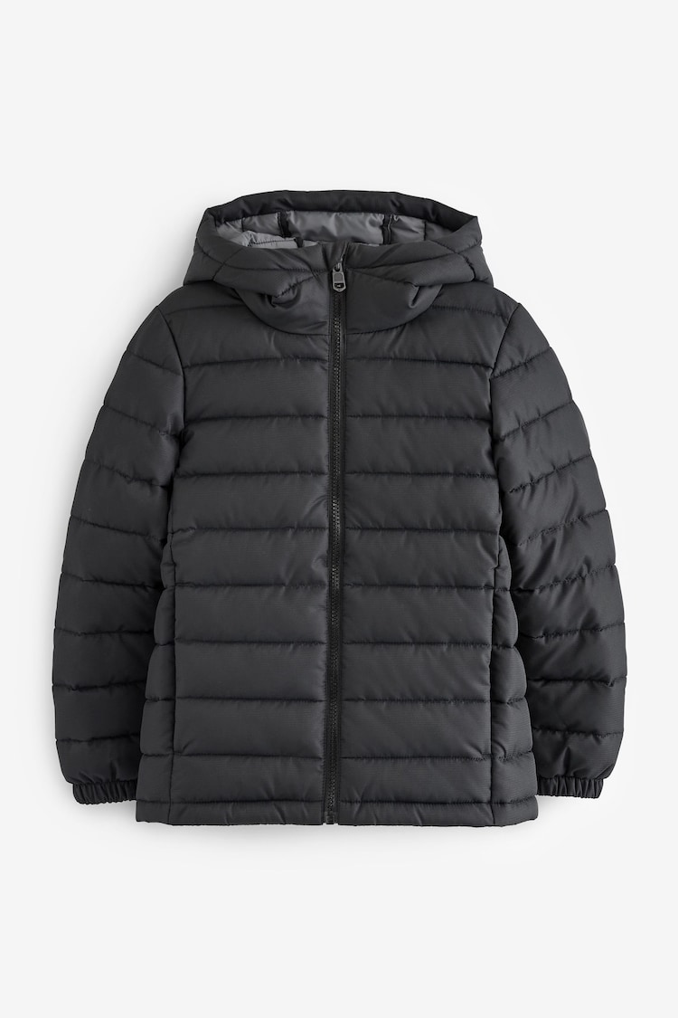 Black Quilted Midweight Hooded Jacket (3-17yrs) - Image 1 of 1