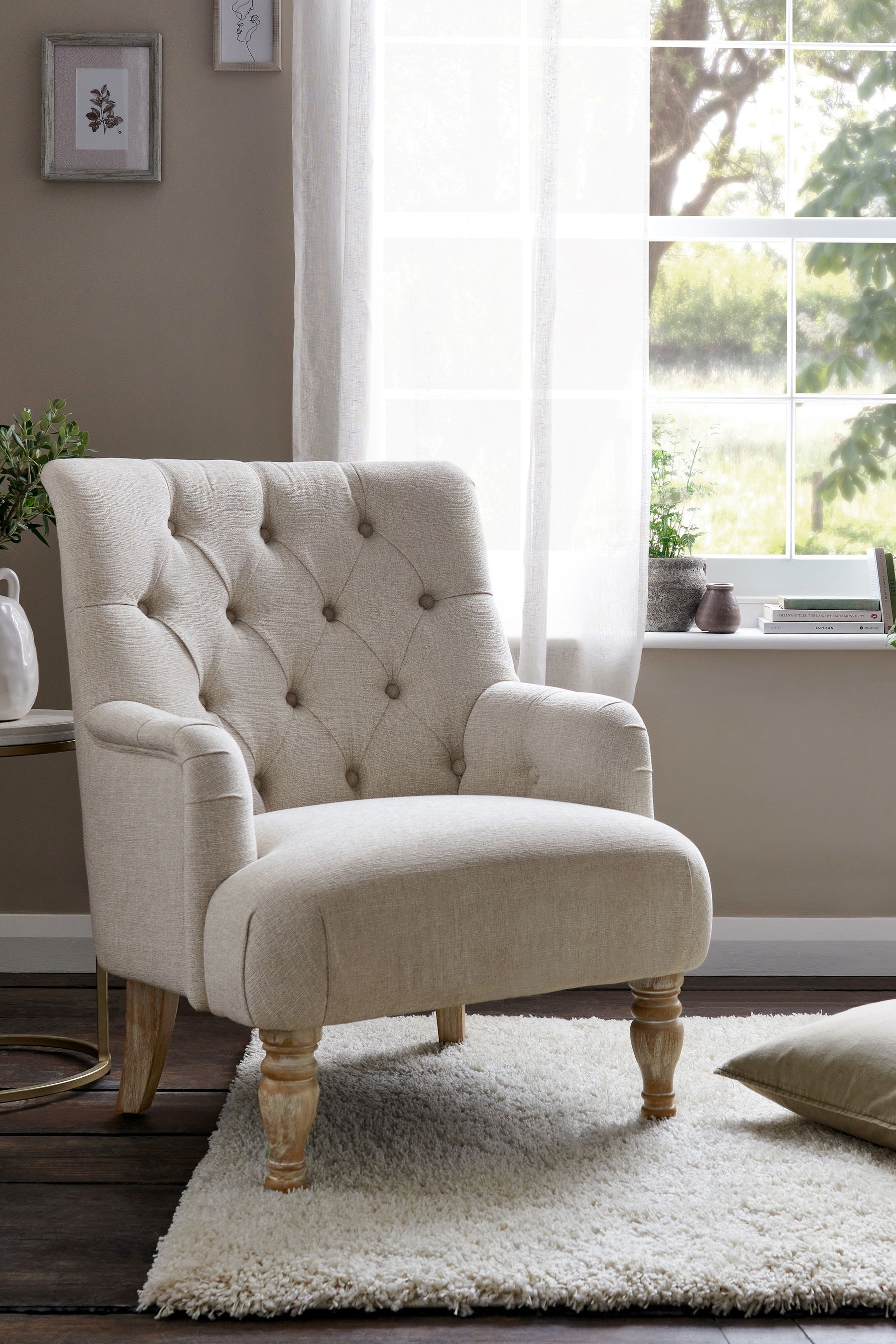 Buy Tweedy Plain Light Natural Collection Luxe Wolton Highback Accent