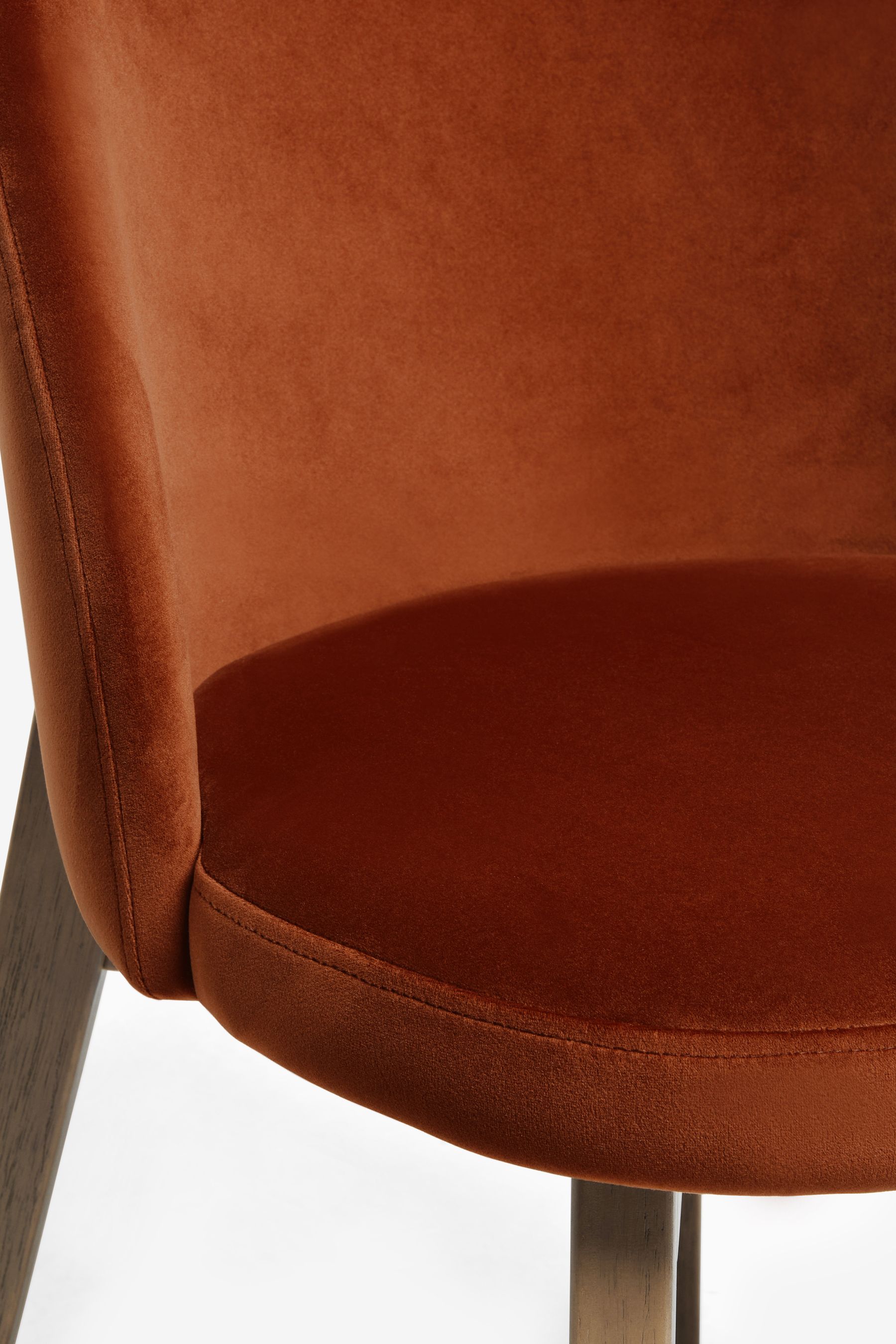 Buy Soft Velvet Rust Walnut Leg Preston Walnut Effect Leg Dining Chairs