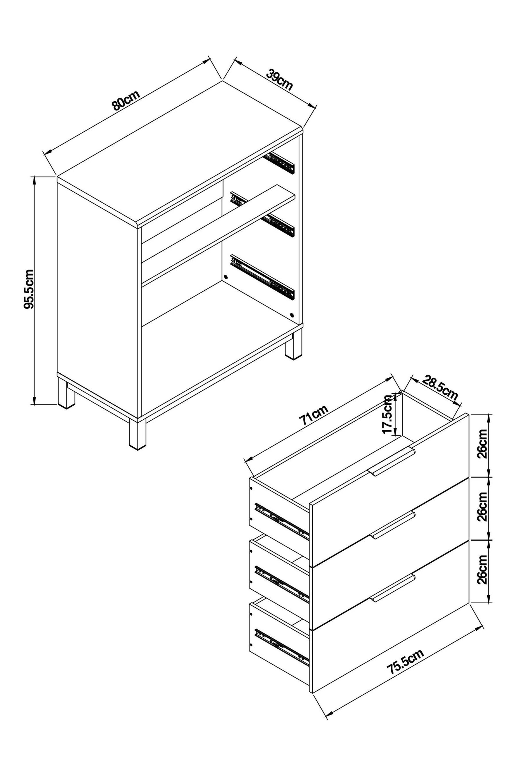 Buy Dark Bronx Oak Effect 3 Drawer Chest of Drawers from Next Ireland