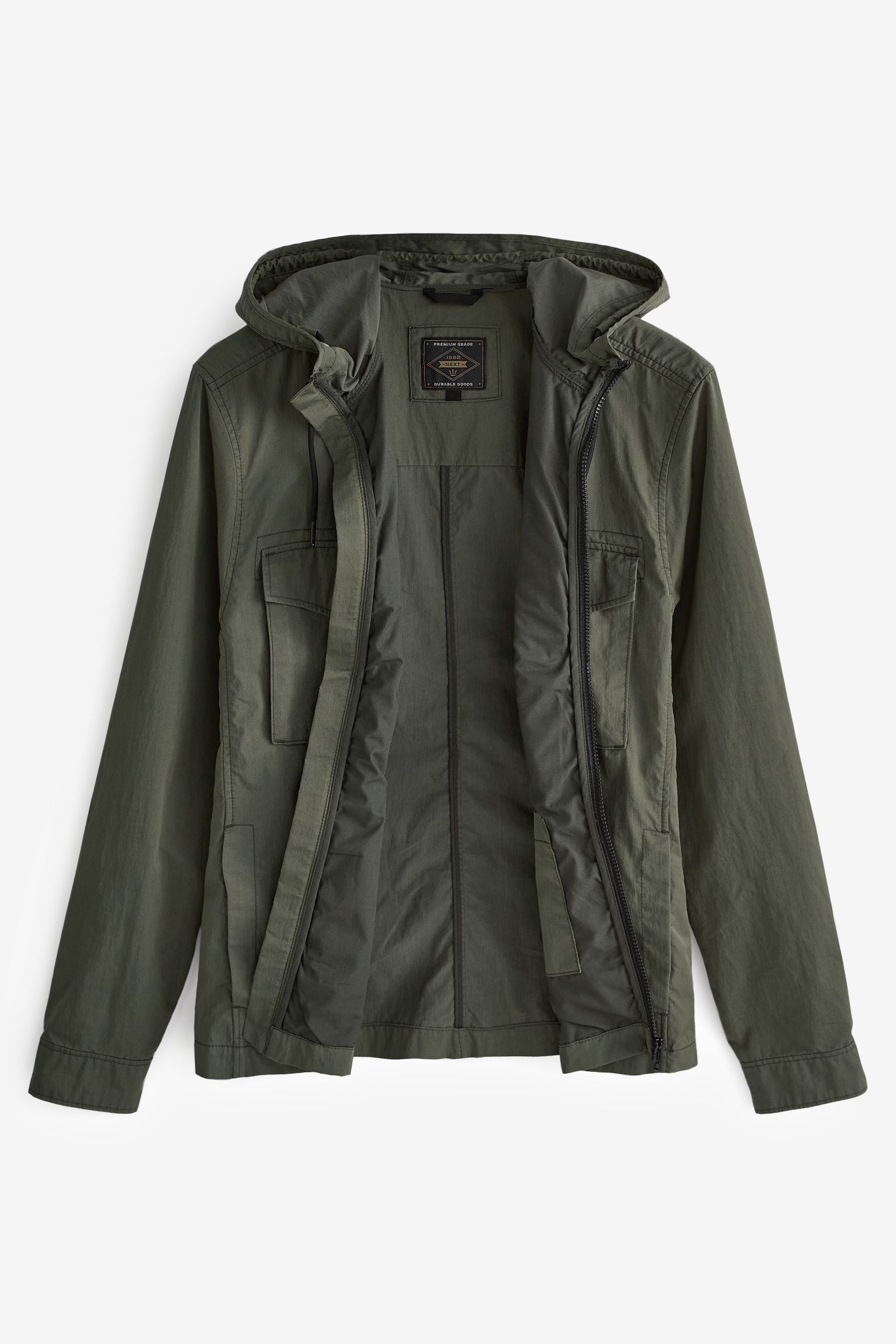 Buy Khaki Green Shower Resistant Hooded Utility Jacket from Next Ireland