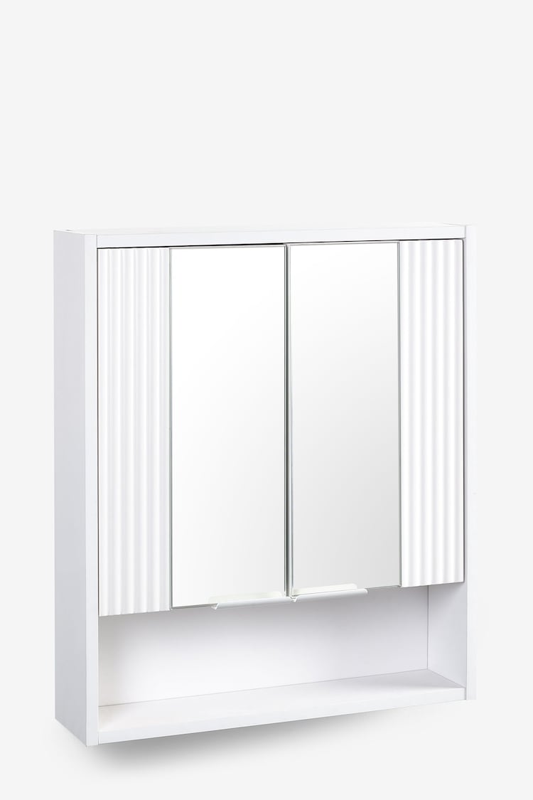 White Garda Textured Mirrored Double Wall Cabinet - Image 1 of 1