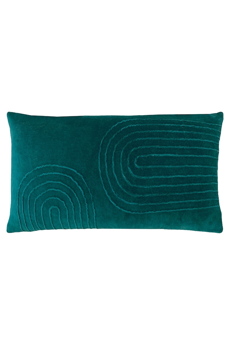 Furn Teal Blue 30 x 60cm Mangata 100% Cotton Velvet Cushion - Image 1 of 1
