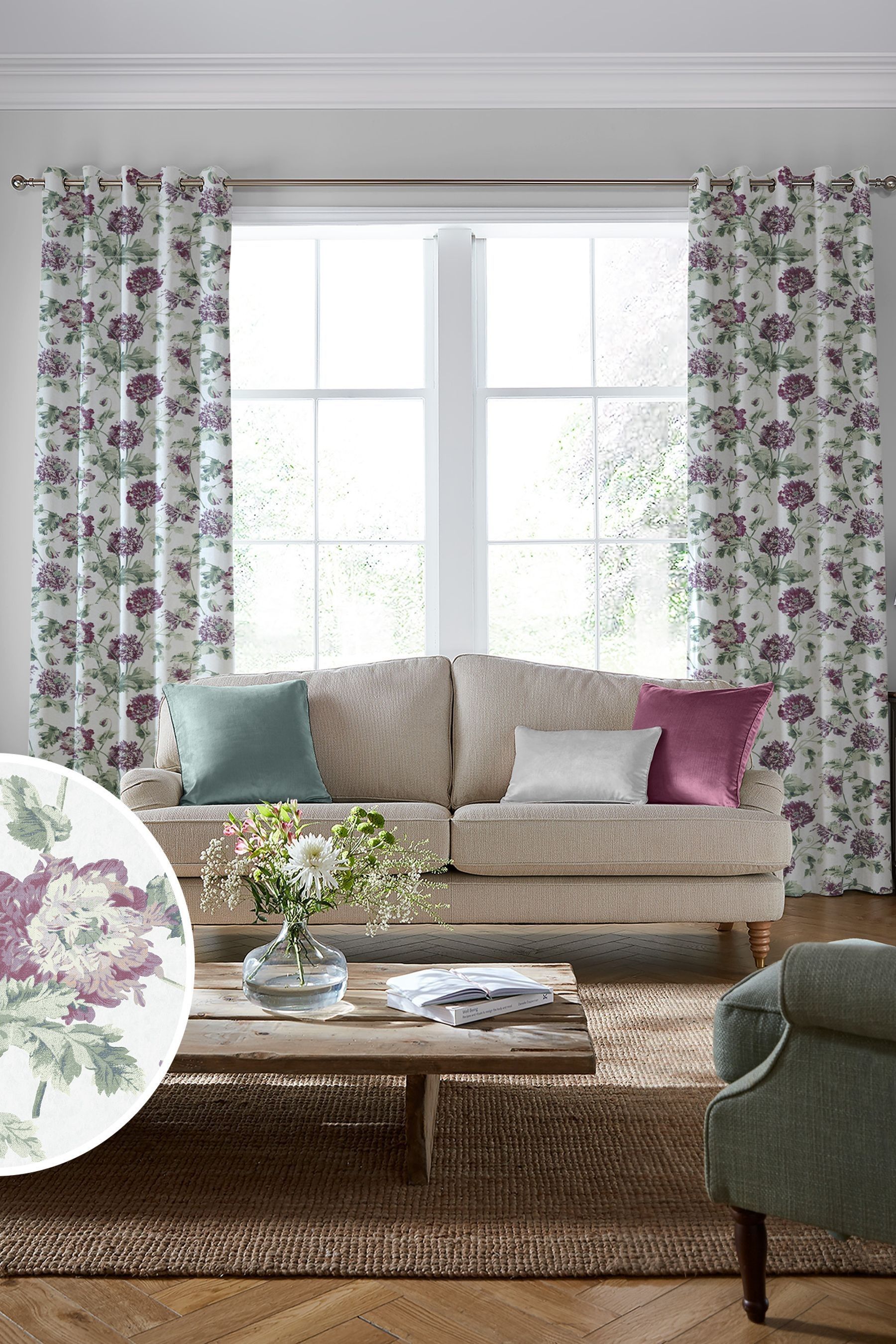 Buy Laura Ashley Grape Purple Hepworth Made To Measure Curtains from