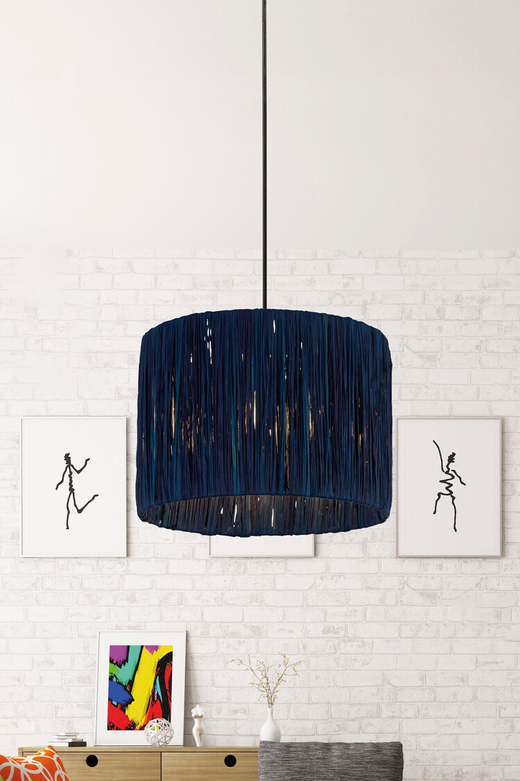 Searchlight Blue Willow Raffia Lamp Shade - Image 1 of 1
