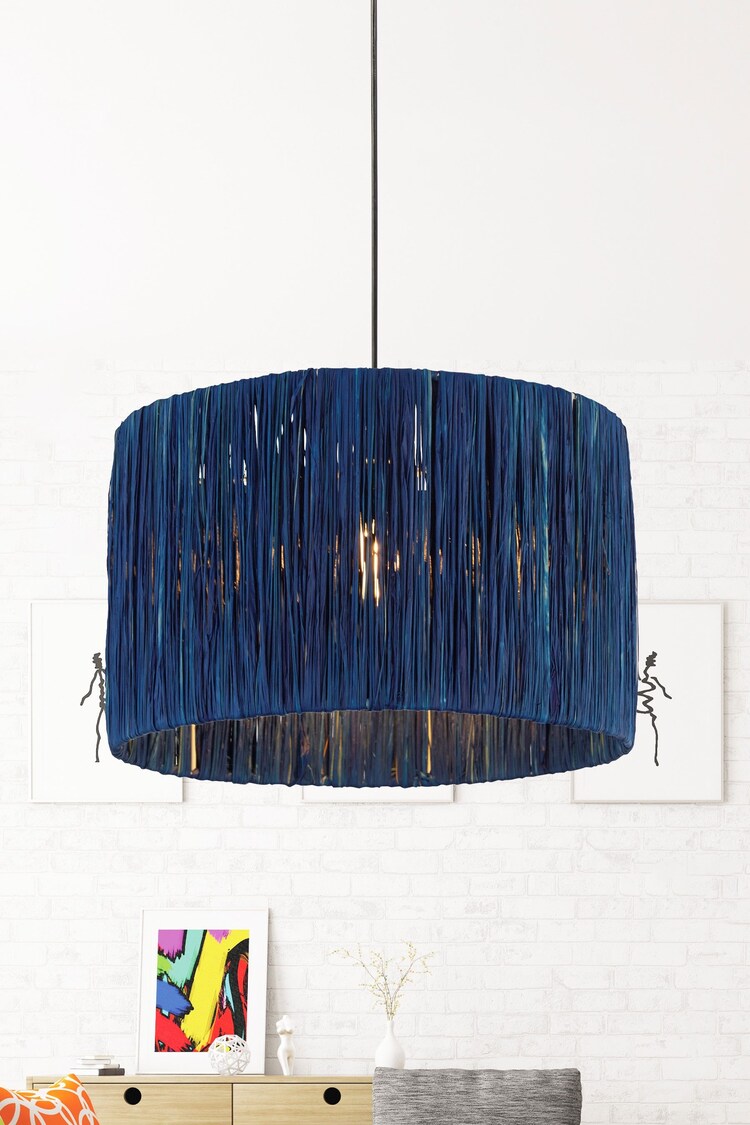 Searchlight Blue Willow Raffia Lamp Shade - Image 1 of 1