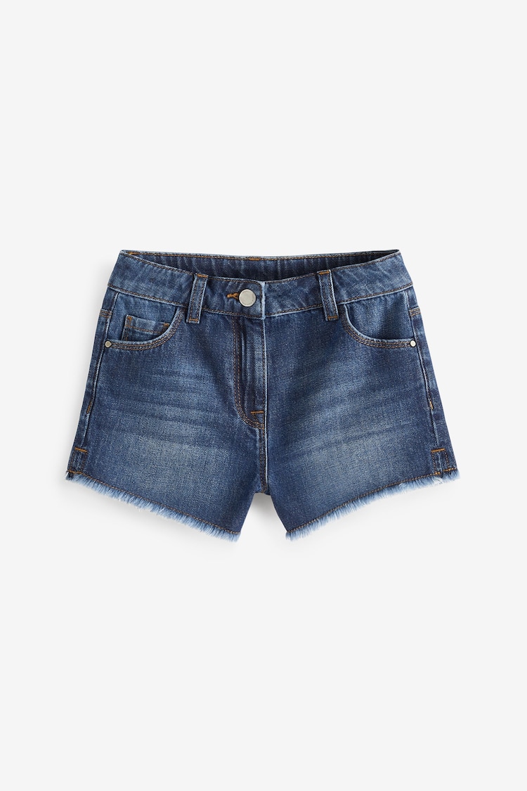 bleu foncé - Frayed Edge Denim Shorts (3-16yrs) - Image 1 of 1