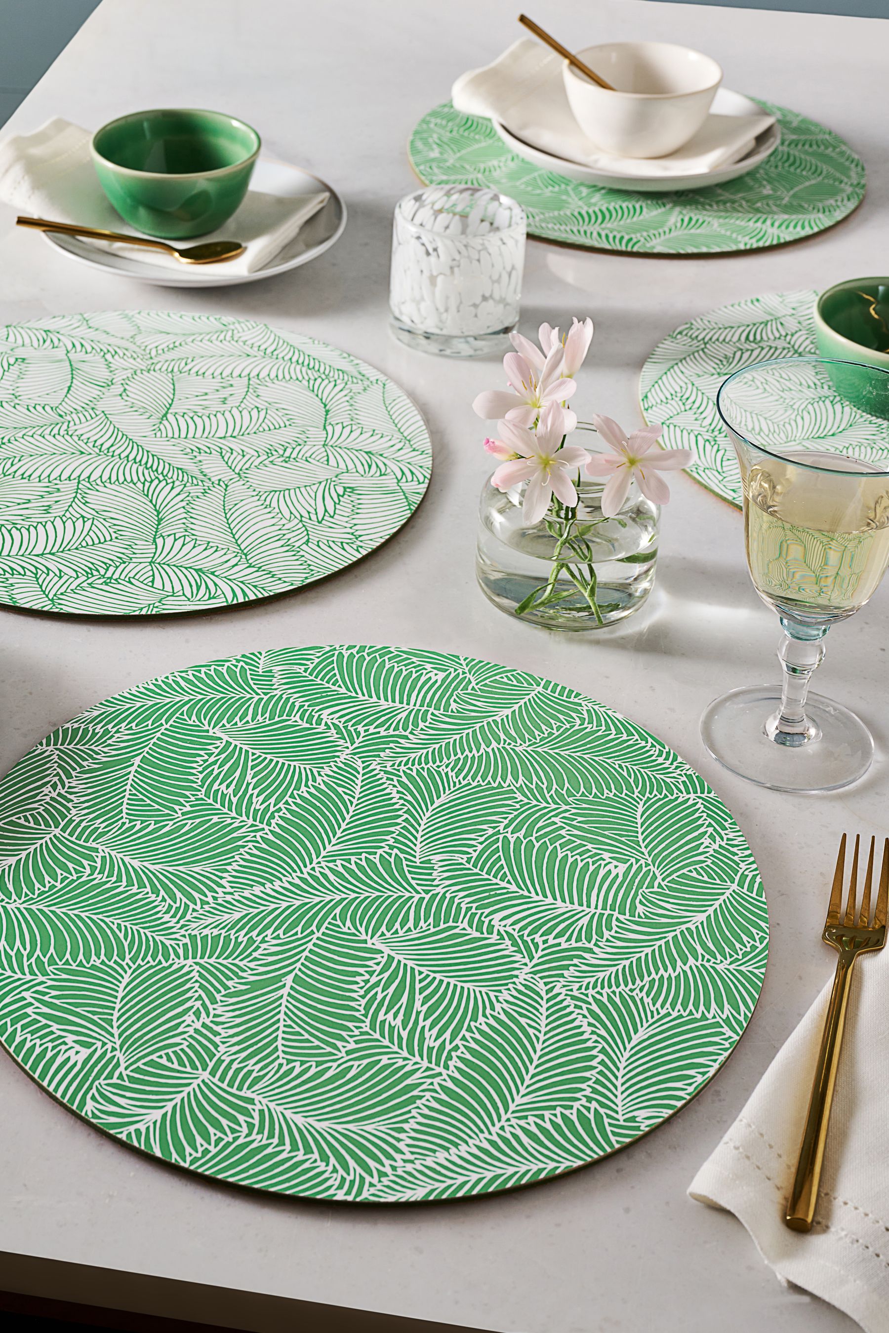 Buy Nina Campbell Set of 4 Sage Green Cork backed Placemats from the