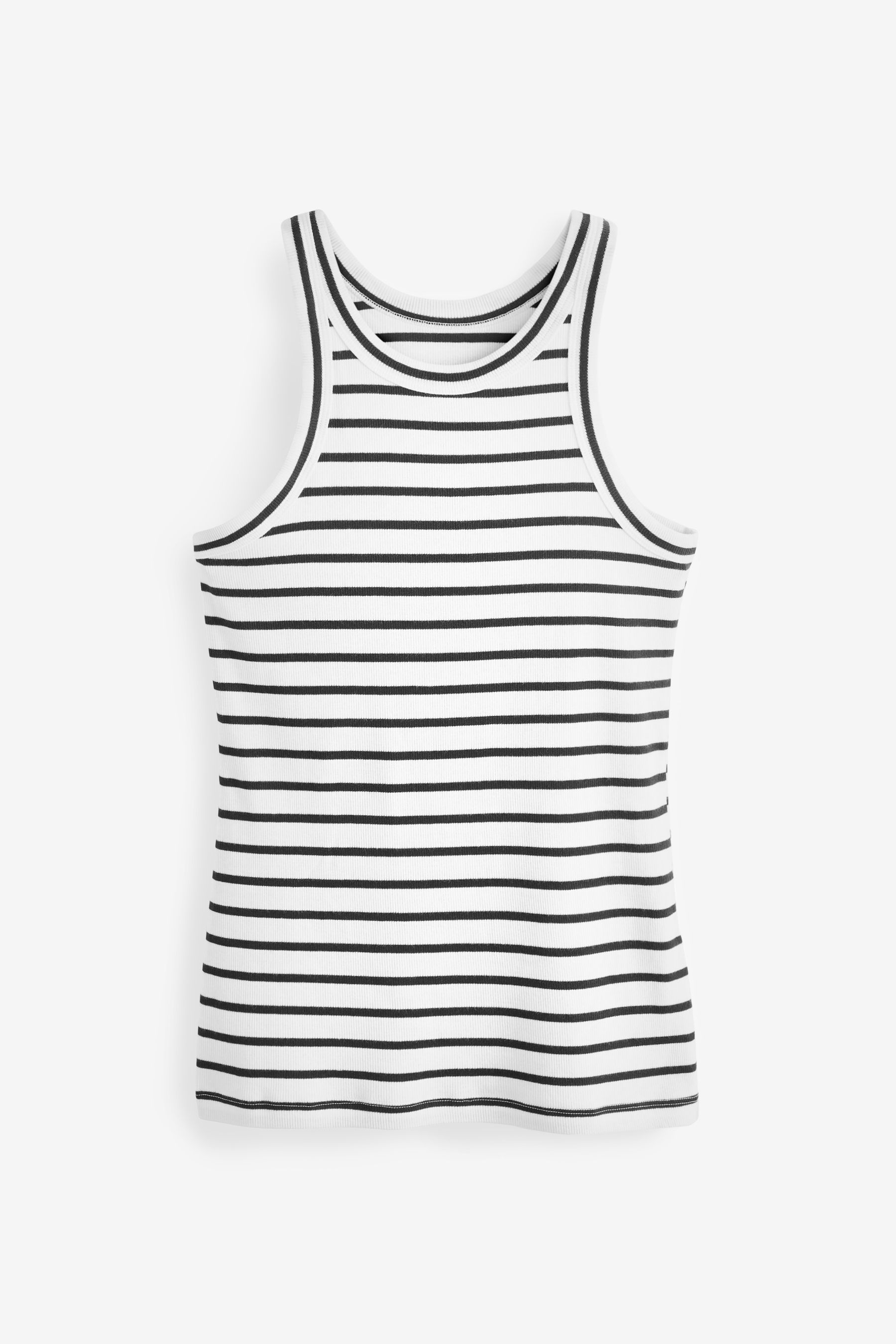 Buy Black/White High Neck Ribbed Racer Vest Tops 2 Pack from the Next