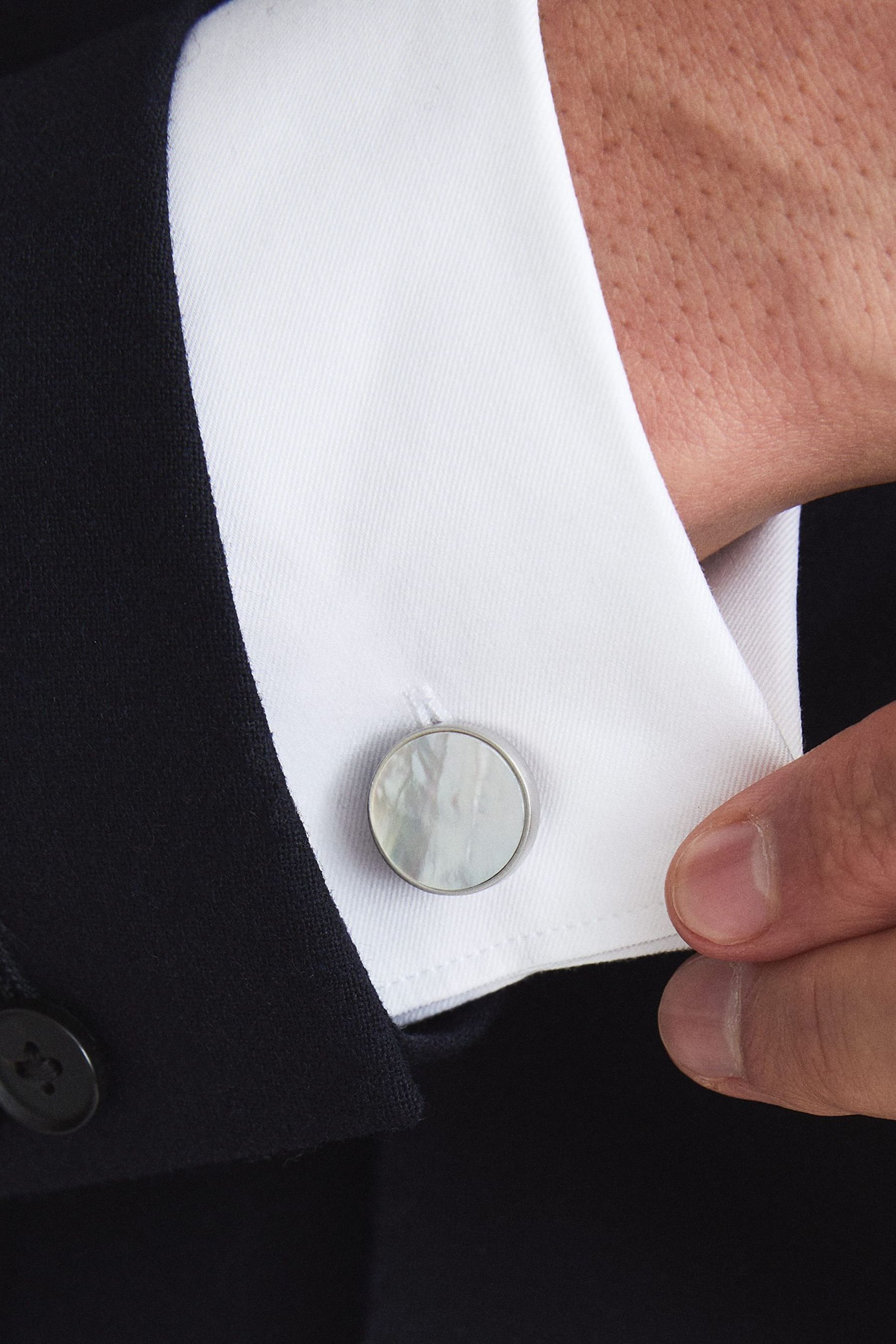 Buy Reiss Silver Ardley Stone Insert Cufflinks from the Next UK online shop