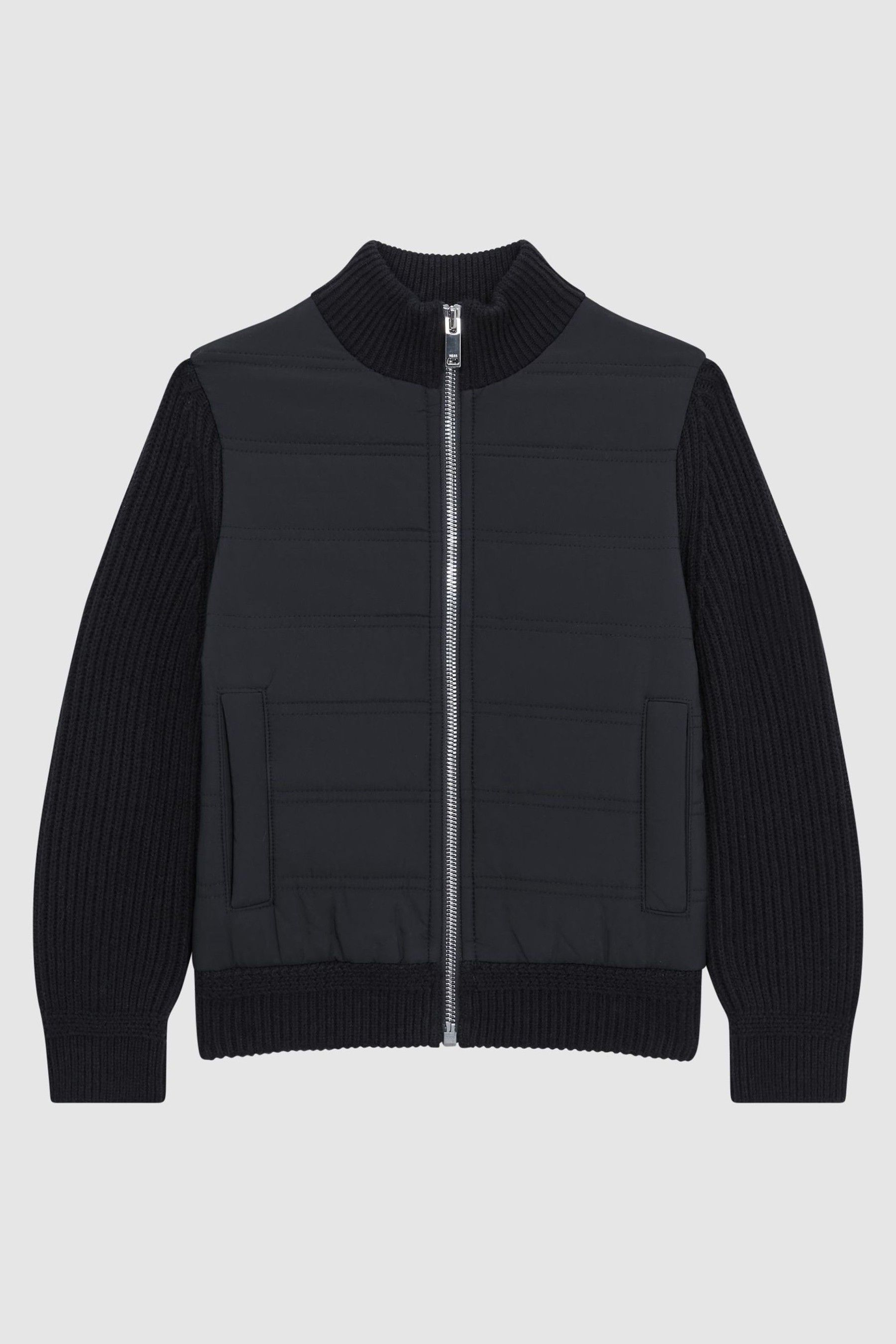 Buy Reiss Navy Trainer Junior Hybrid Zip Through Quilted Jumper from