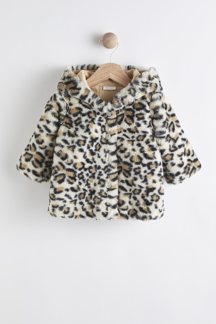 Animal Print Hooded Ears Cosy Button-Up Baby Jacket (0mths-2yrs) - Image 1 of 1 Animal Print Hooded Ears Cosy Button-Up Baby Jacket (0mths-2yrs) - Image 1 of 1