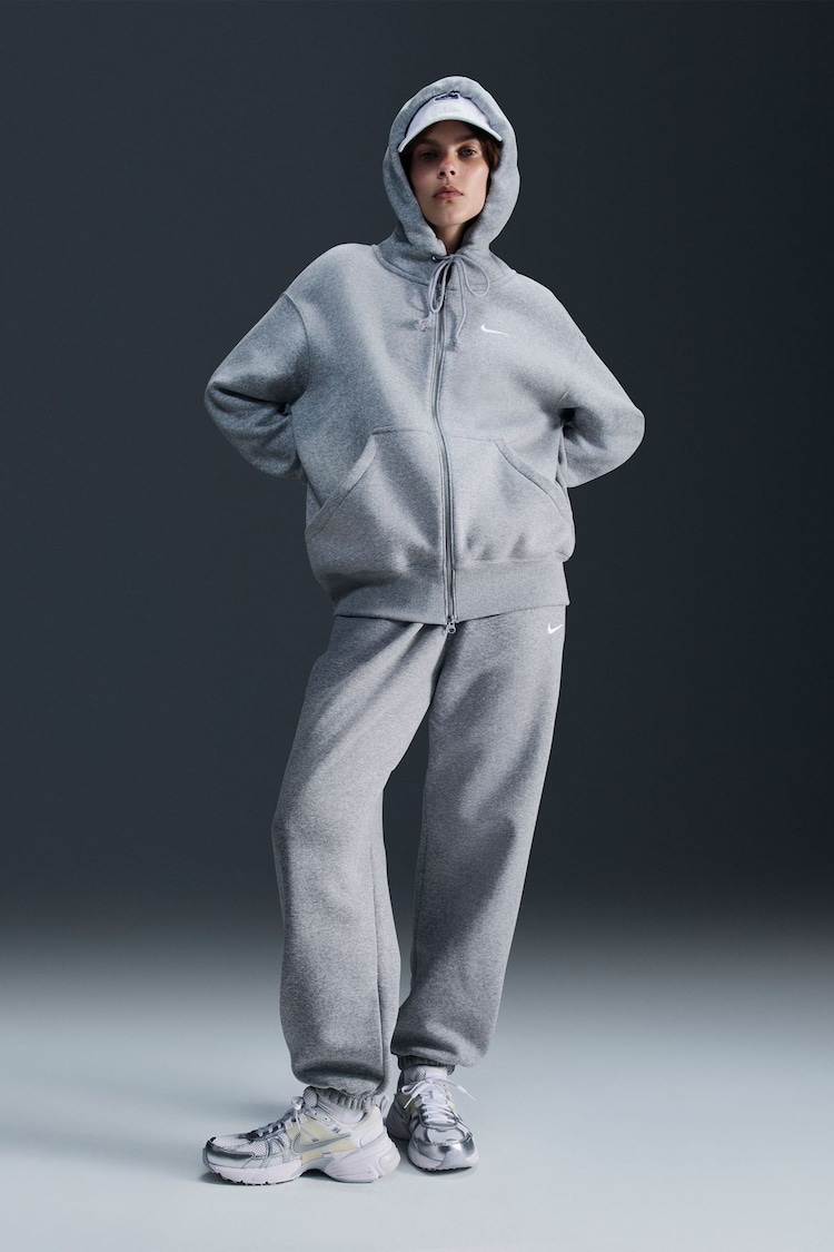 Nike Dark Grey Heather Oversized Mini Phoenix Fleece Swoosh Full Zip Hoodie - Image 1 of 1
