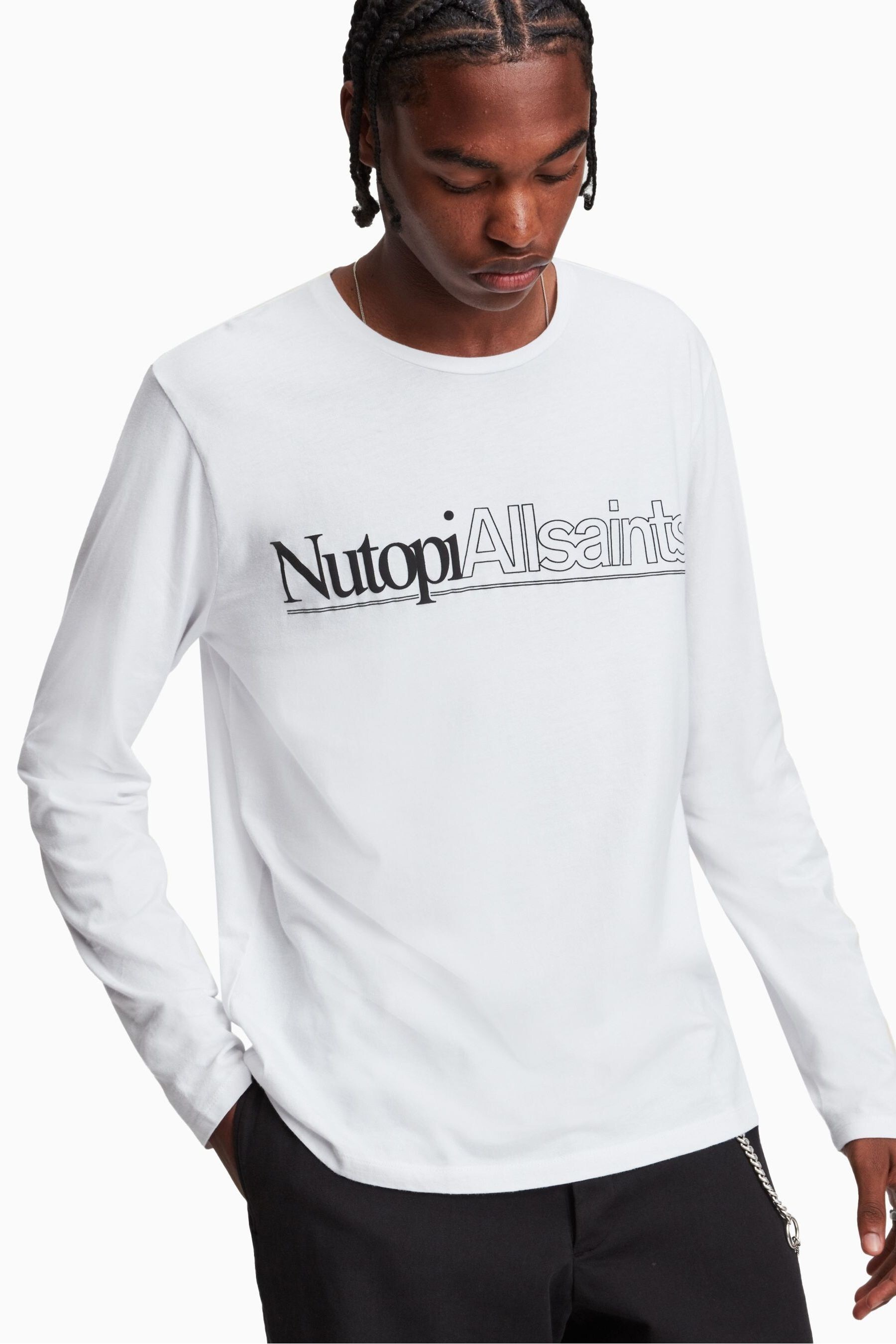 Buy AllSaints White Topia Long Sleeve Crew Top from the Next UK online shop
