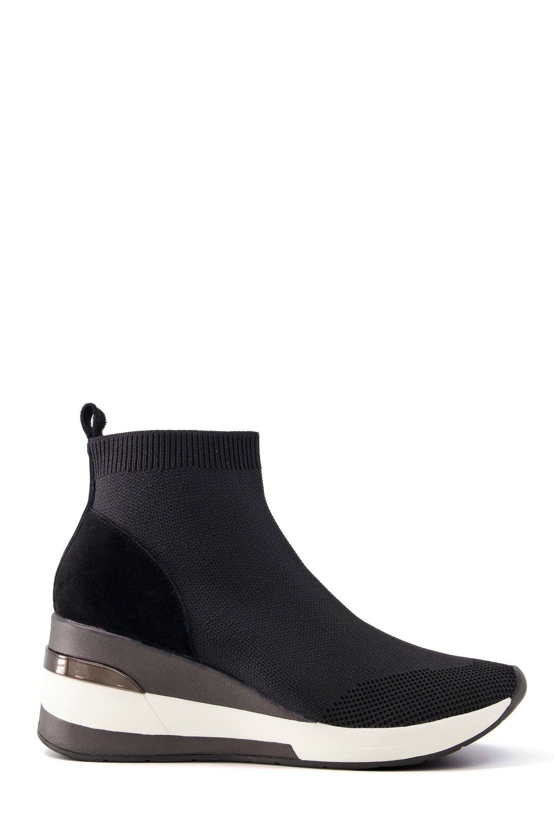 Buy Dune London Black Wide Fit Engel Sock Boot Wedge Trainers from the ...