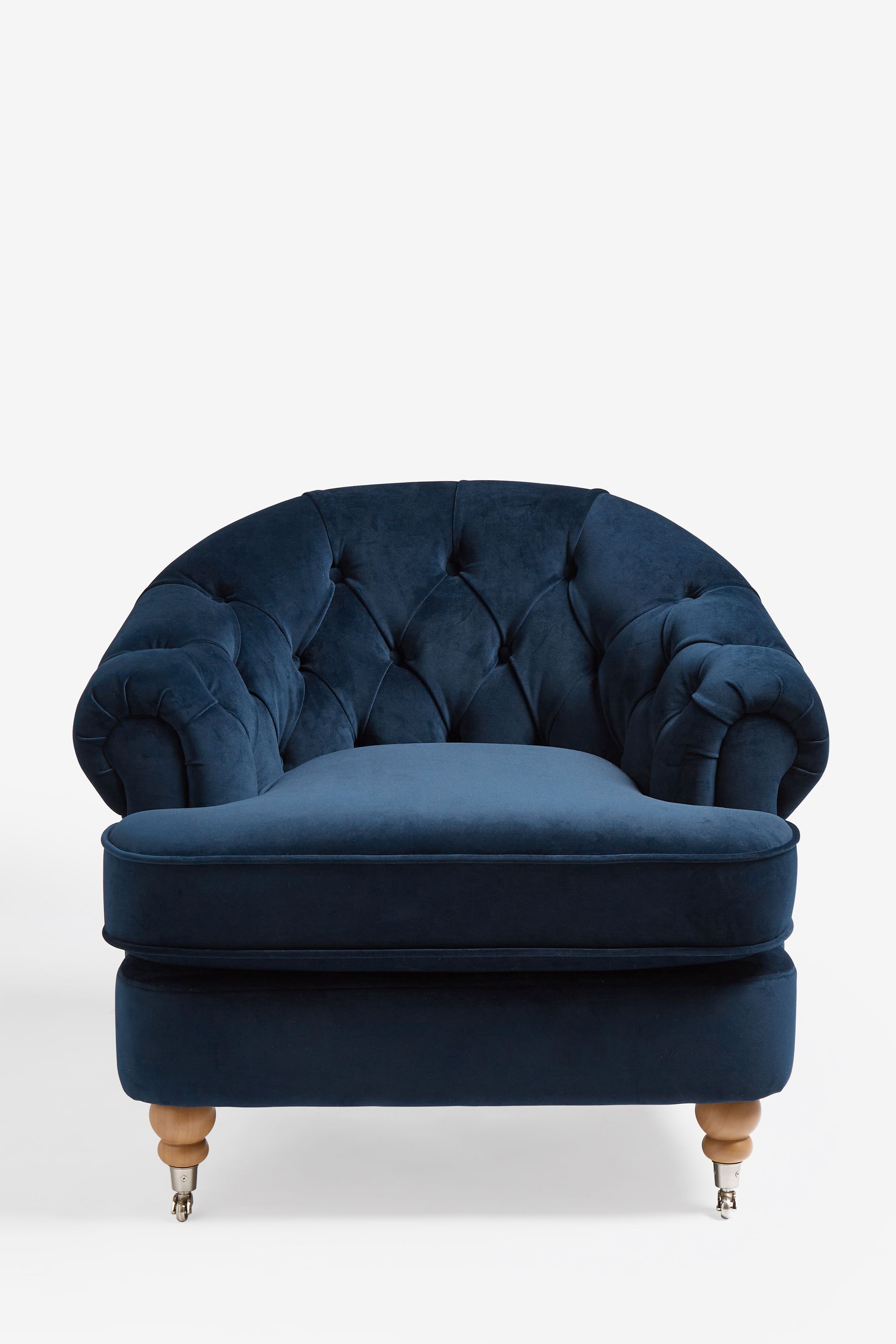 Buy Soft Velvet Navy Blue Gosford Chesterfield Oak Effect Legs Buttoned