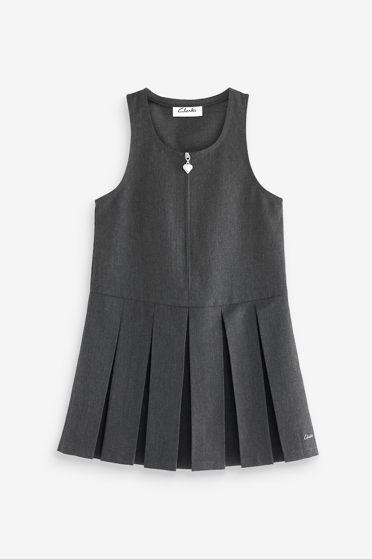 Clarks Grey/Black School Zip Front Pinafore Dress - Image 1 of 1