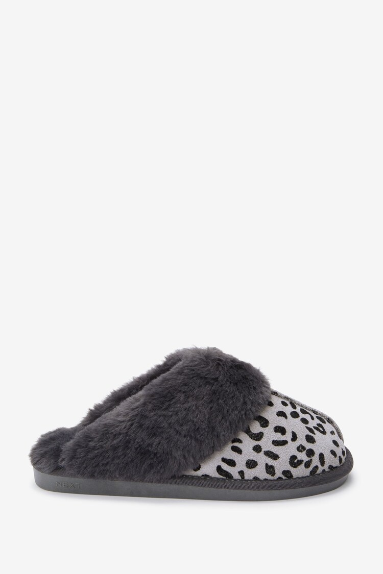 Animal Grey Suede Mule Slippers - Image 1 of 1