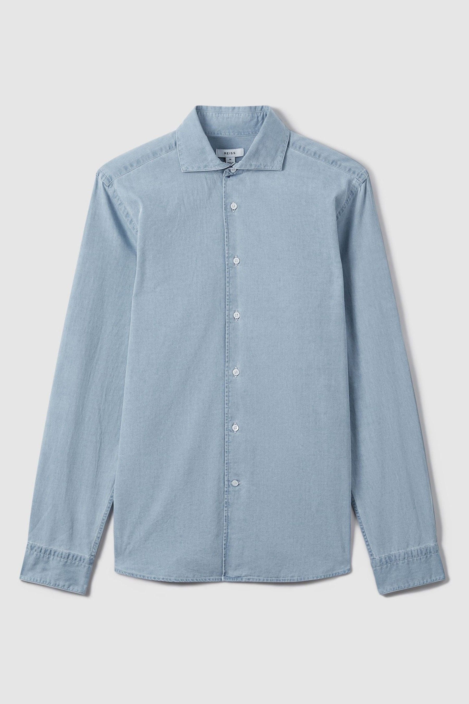 Buy Reiss Blue Draper Washed Chambray Button-Through Shirt from the ...