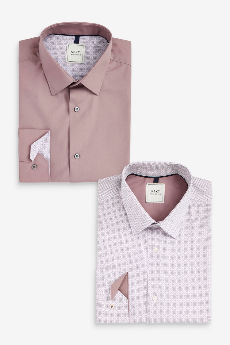 Pink Geometric Regular Fit Trimmed Shirts 2 Pack - Image 1 of 1