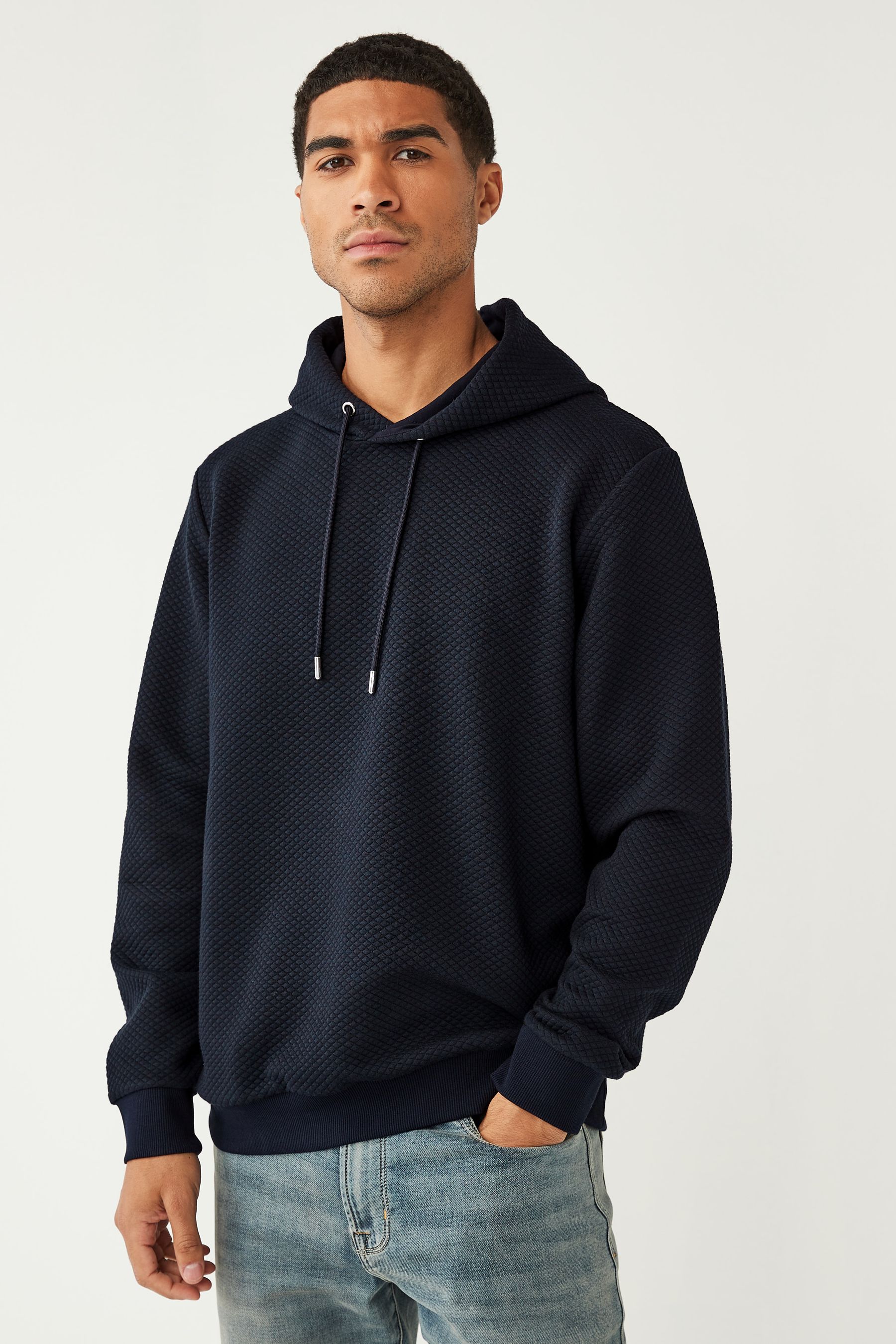 Buy Navy Blue Hoodie Premium Textured Overhead Hoodie from Next Ireland