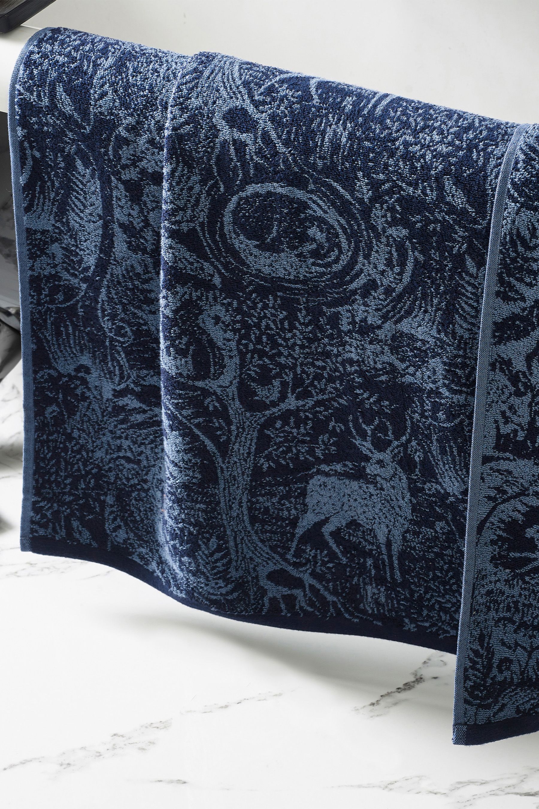 Buy furn. Midnight Blue Winter Woods Animal Cotton Towel from the Next ...