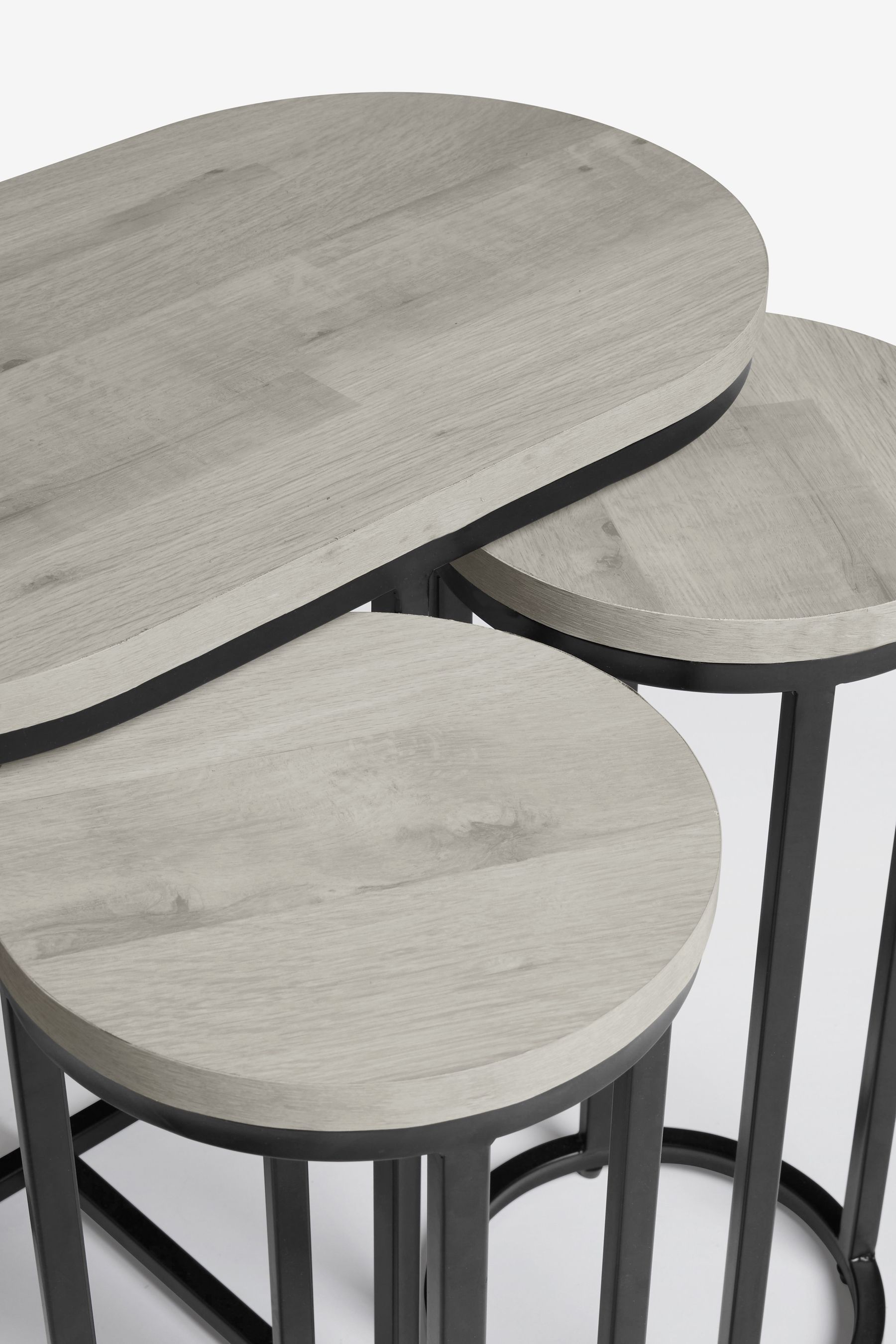 Buy Grey Bronx Oak Effect Round Set of 3 Nest of Tables from the Next