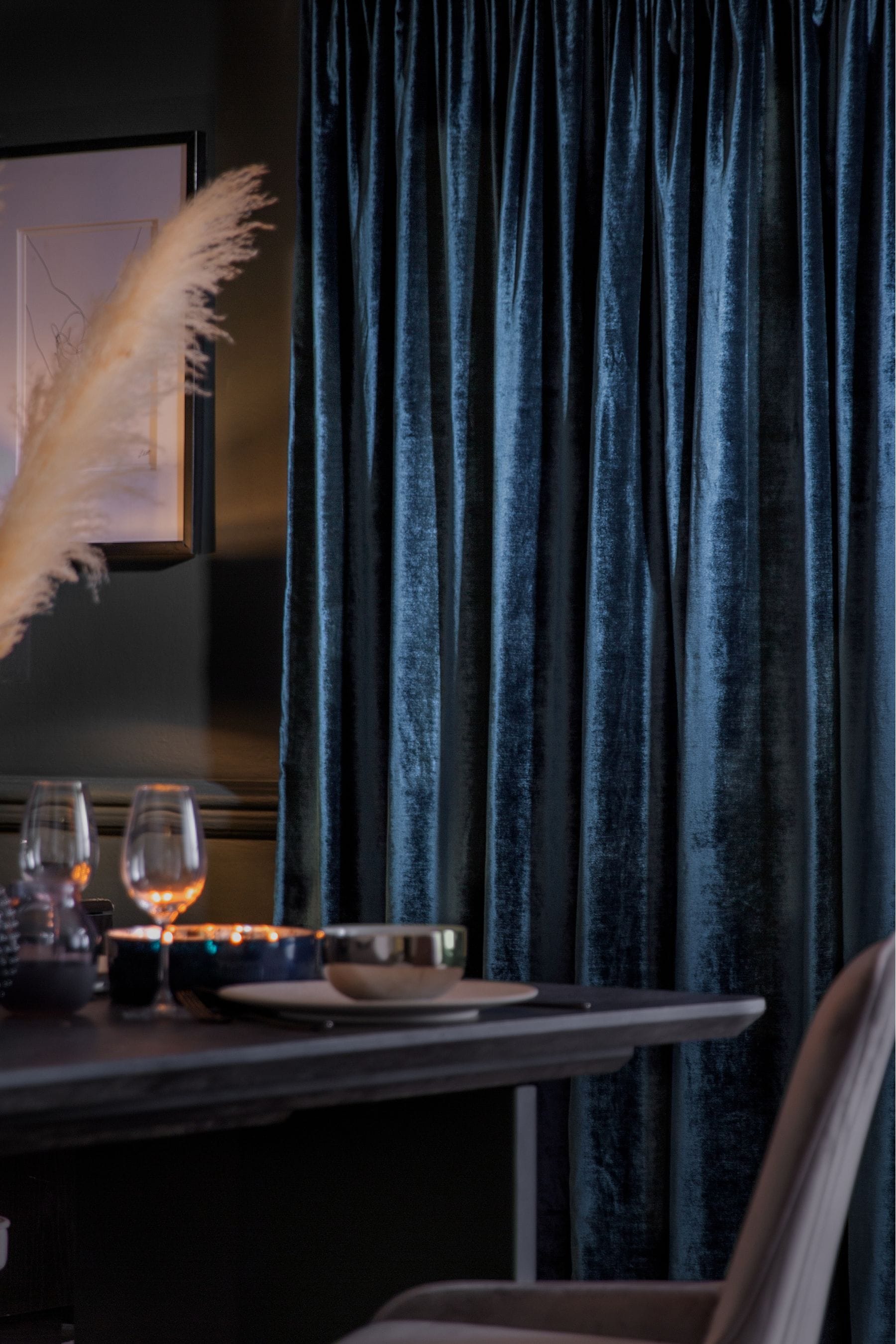 Buy Navy Blue Collection Luxe Heavyweight Lined Plush Velvet Pencil