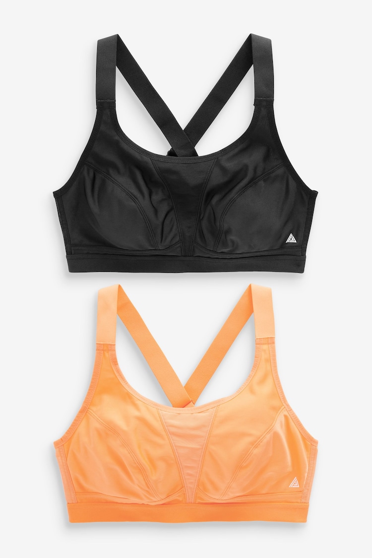 Orange/Black Active Sports High Impact Crop Tops 2 Pack - Image 1 of 1