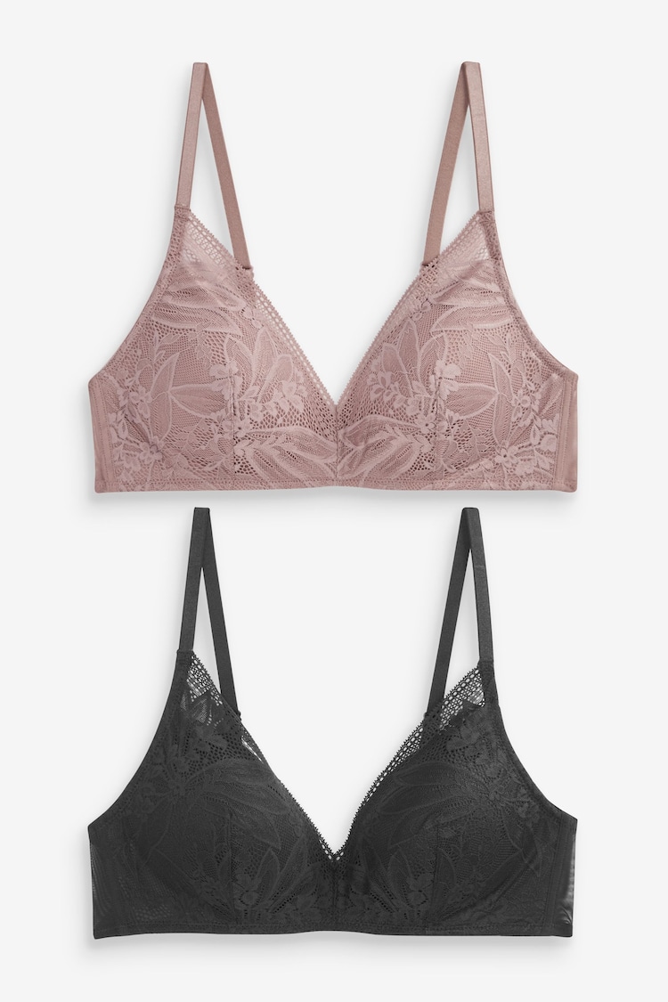 Schwarz/Mauve, Violett - BHs mit Spitzendetails für ultimativen Komfort, 2er-Pack - Image 1 of 1