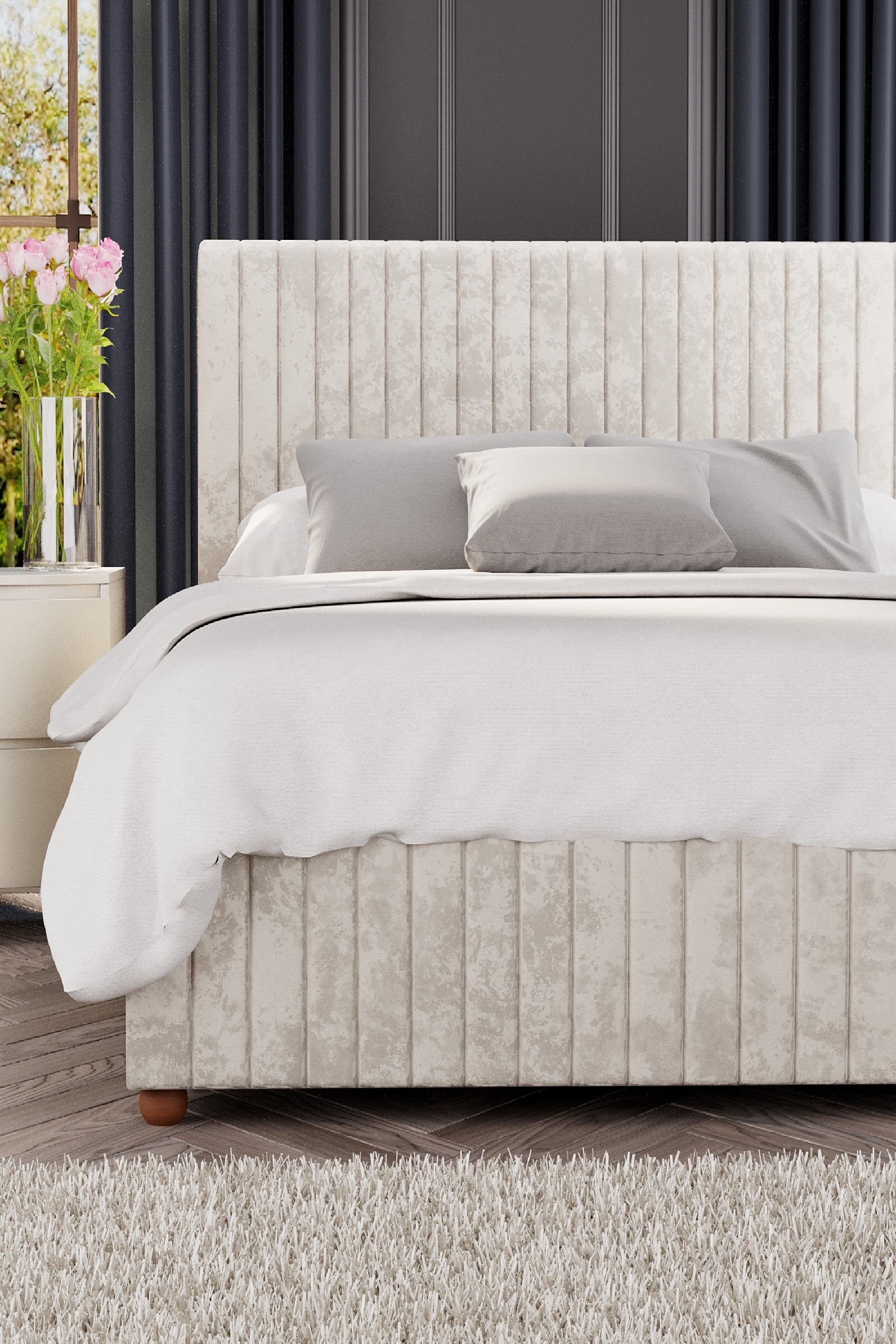 Buy Laurence Llewelyn-Bowen Pearl White Estella Velvet Ottoman Bed from ...