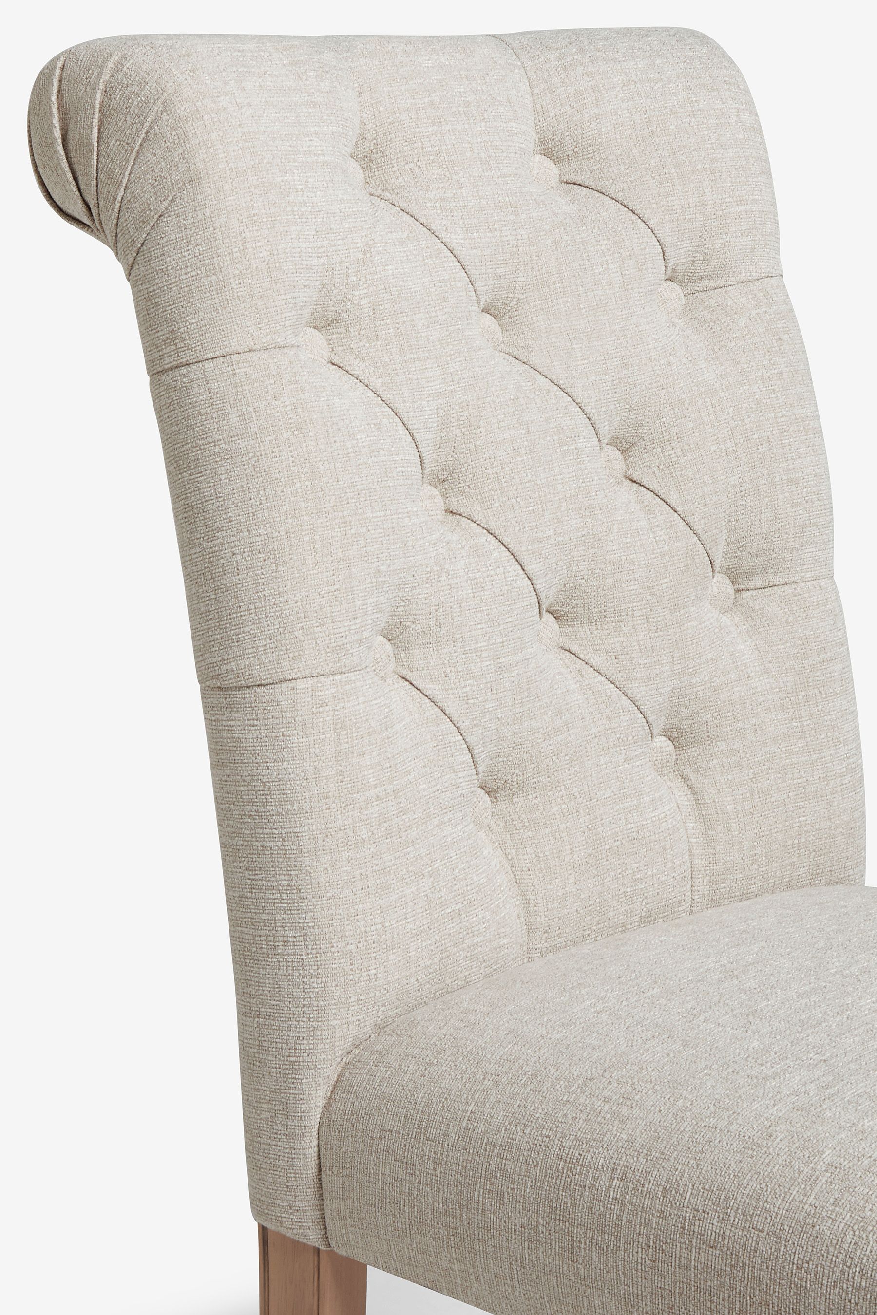 Buy Set of 2 Tweedy Plain Light Natural Evy Buttoned Dining Chairs from