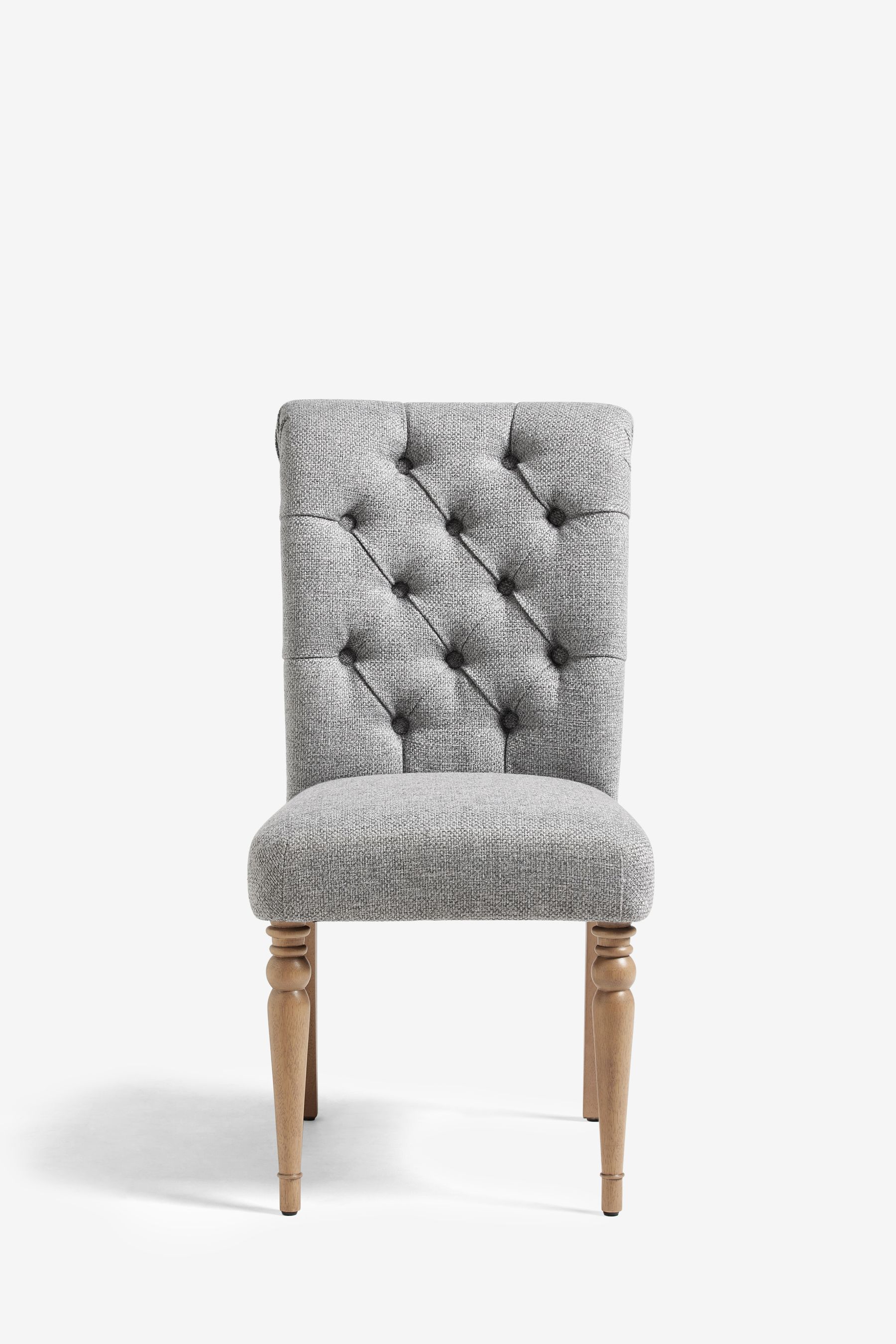 Buy Set of 2 Chunky Weave Mid Grey Evy Buttoned Dining Chairs from the