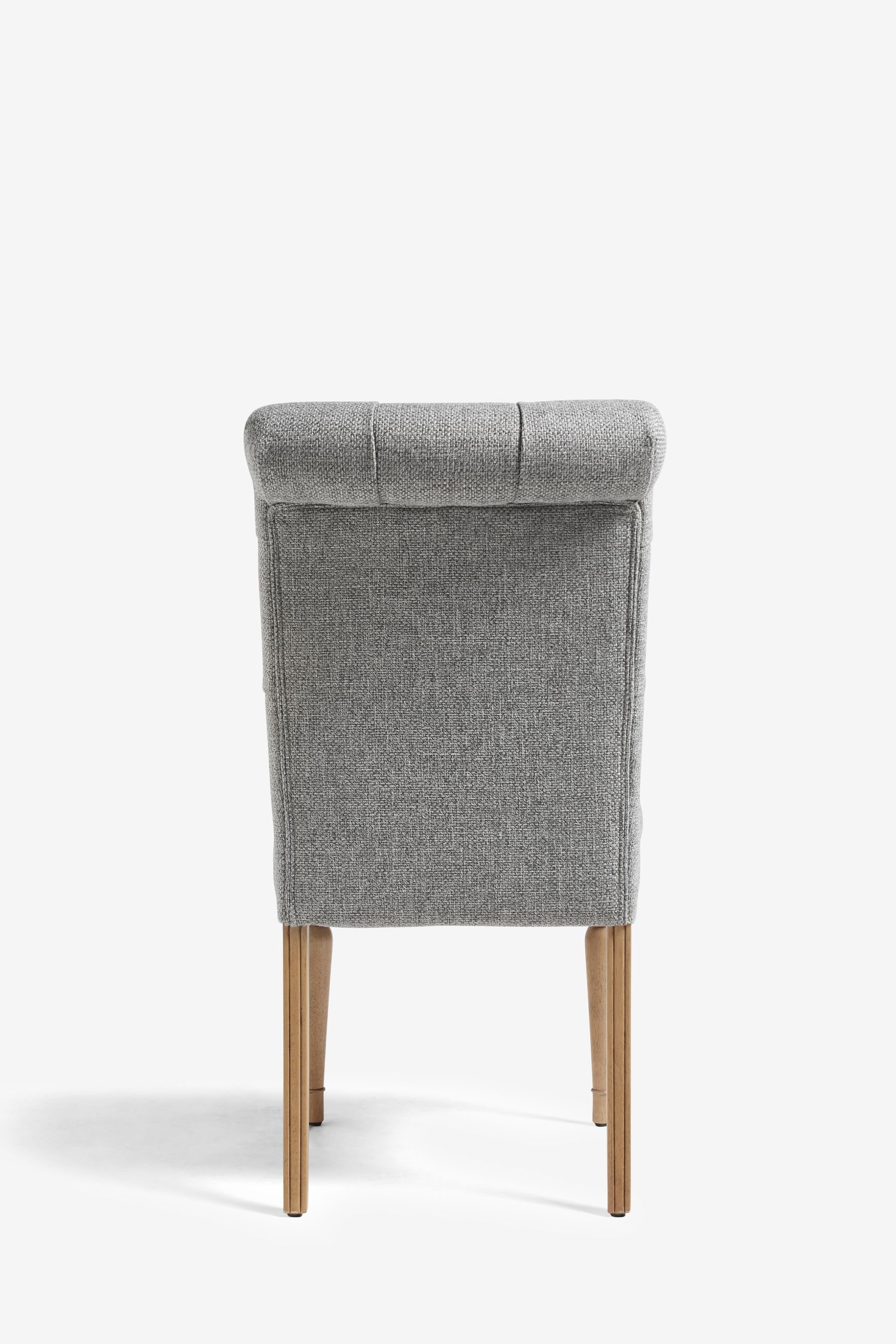 Buy Set of 2 Chunky Weave Mid Grey Evy Buttoned Dining Chairs from the