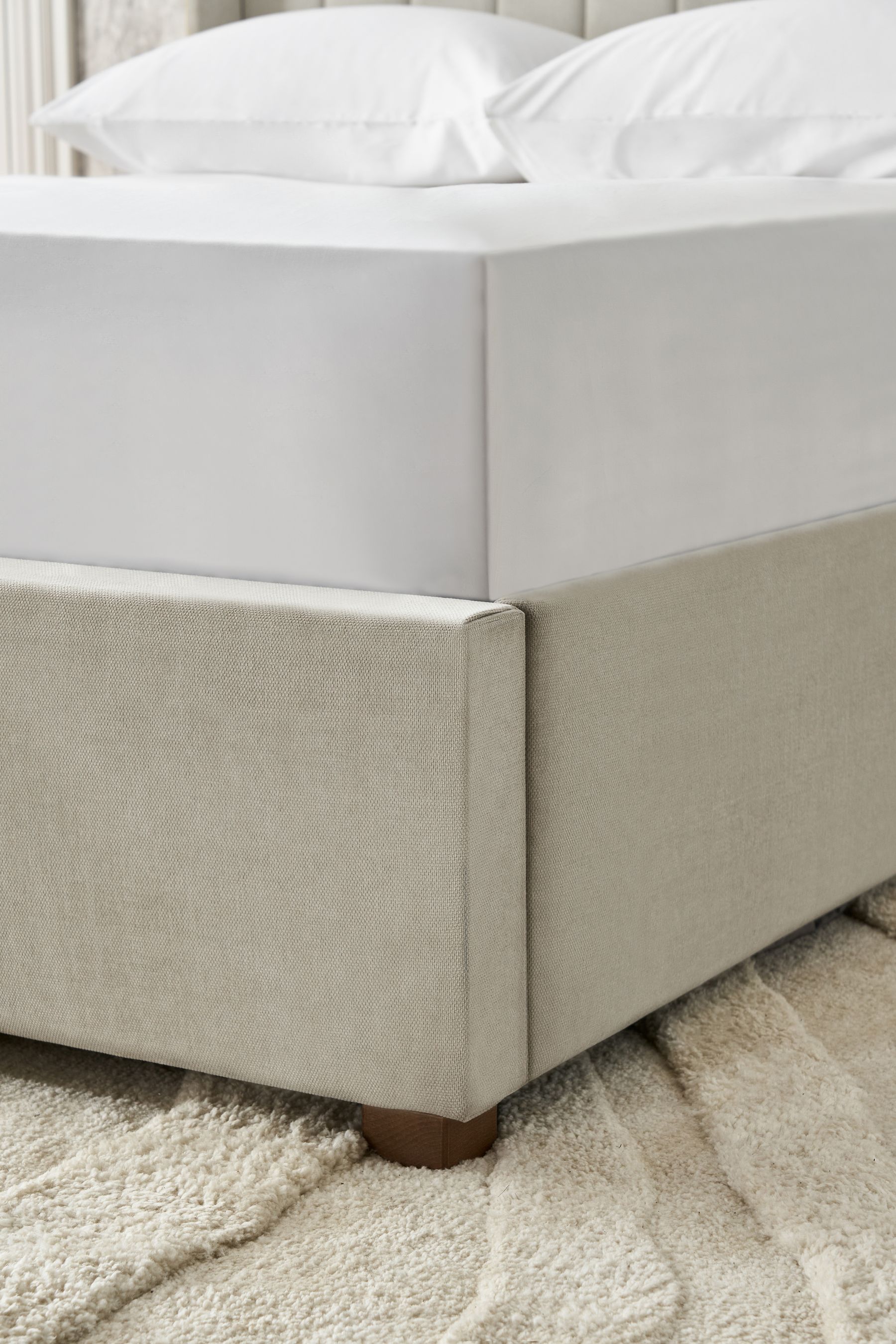 Buy Fine Chenille Light Natural Amelia Upholstered Ottoman Storage Bed