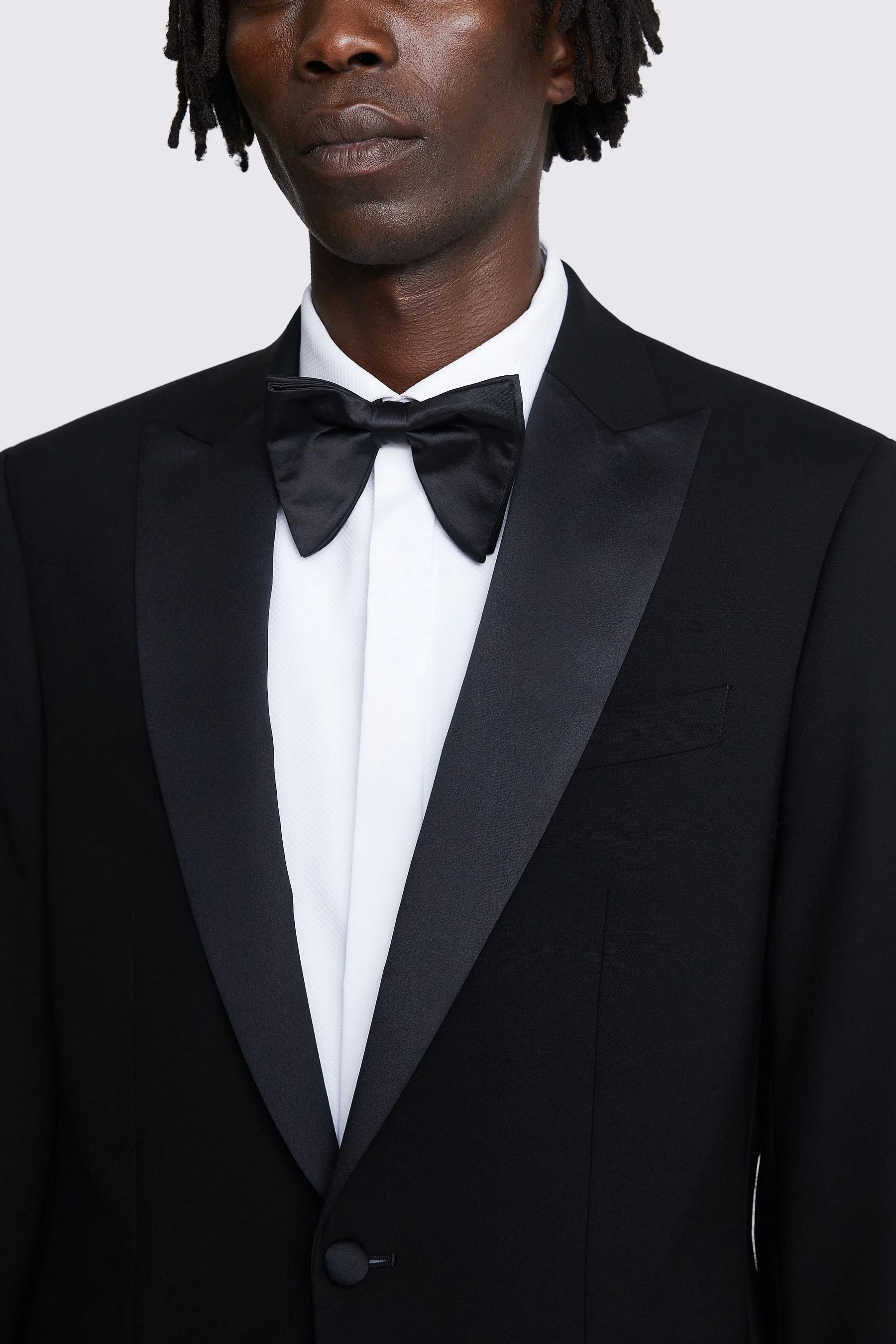 Buy MOSS Black Tailored Fit Tuxedo Suit: Jacket from the Next UK online ...