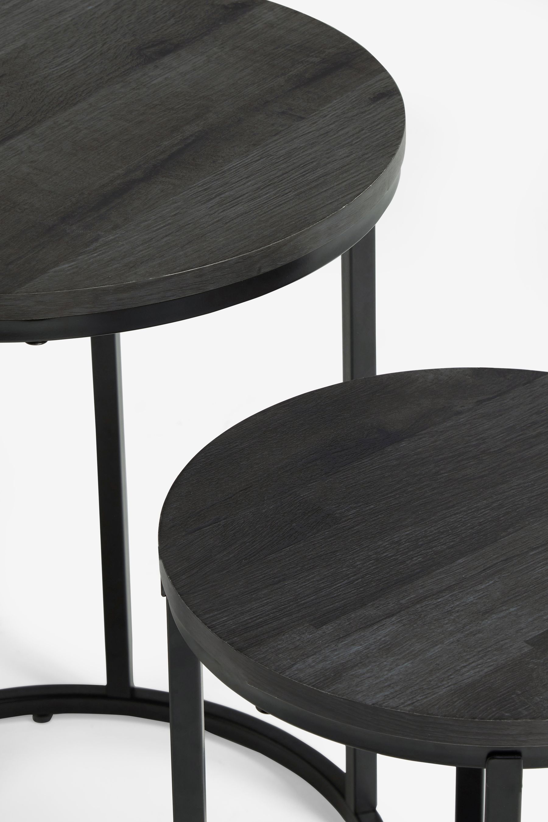 Buy Black Bronx Oak Effect Round Set of 2 Nest of Tables from the Next