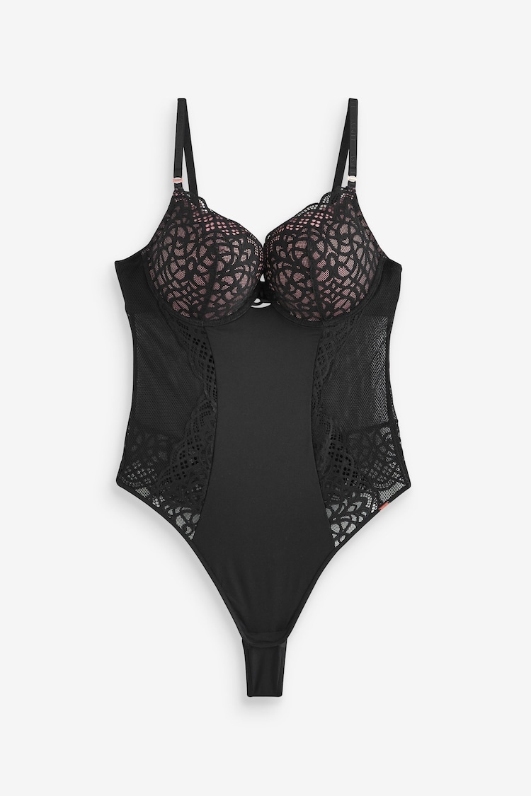 Lipsy Bodysuit mit Spitze, tiefem Ausschnitt und dreifacher Boost-Polsterung - Image 1 of 1