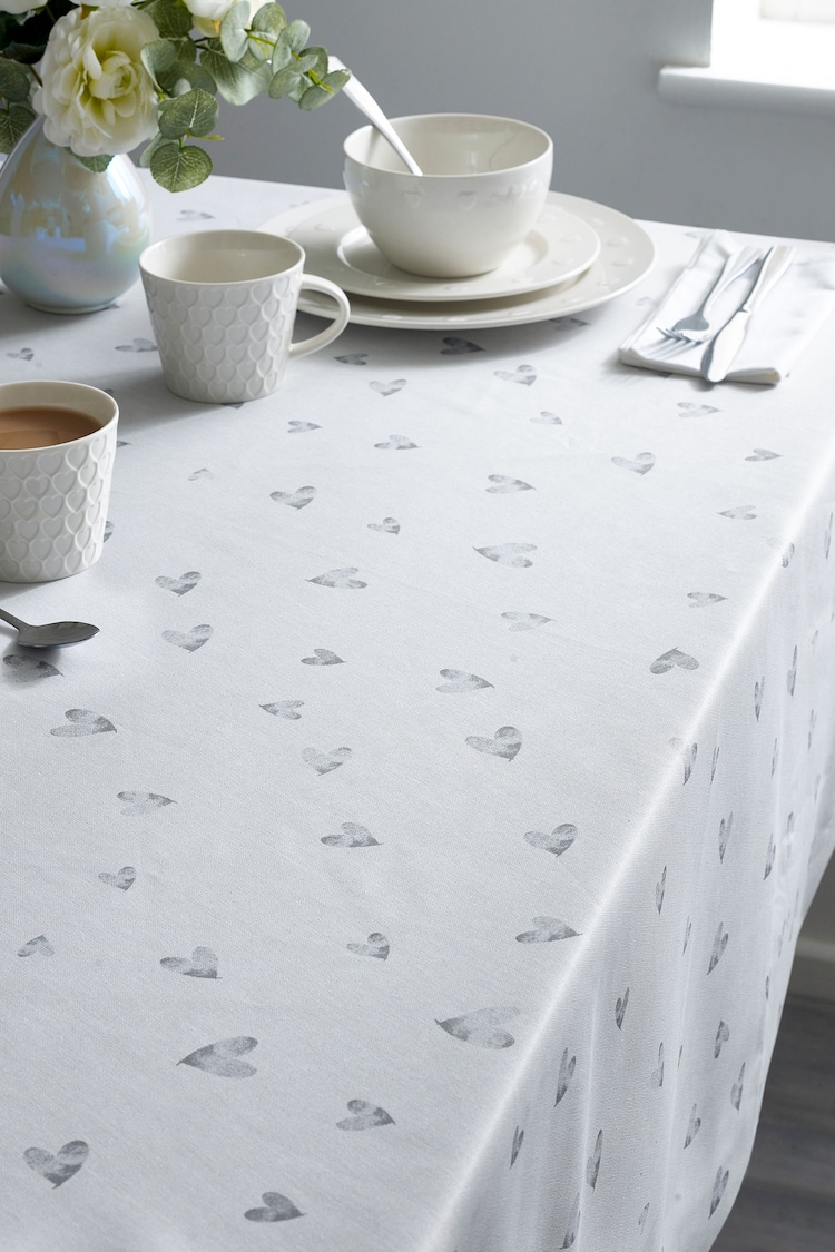 Grey Hearts Tile Wipe Clean Tablecloth - Image 1 of 1