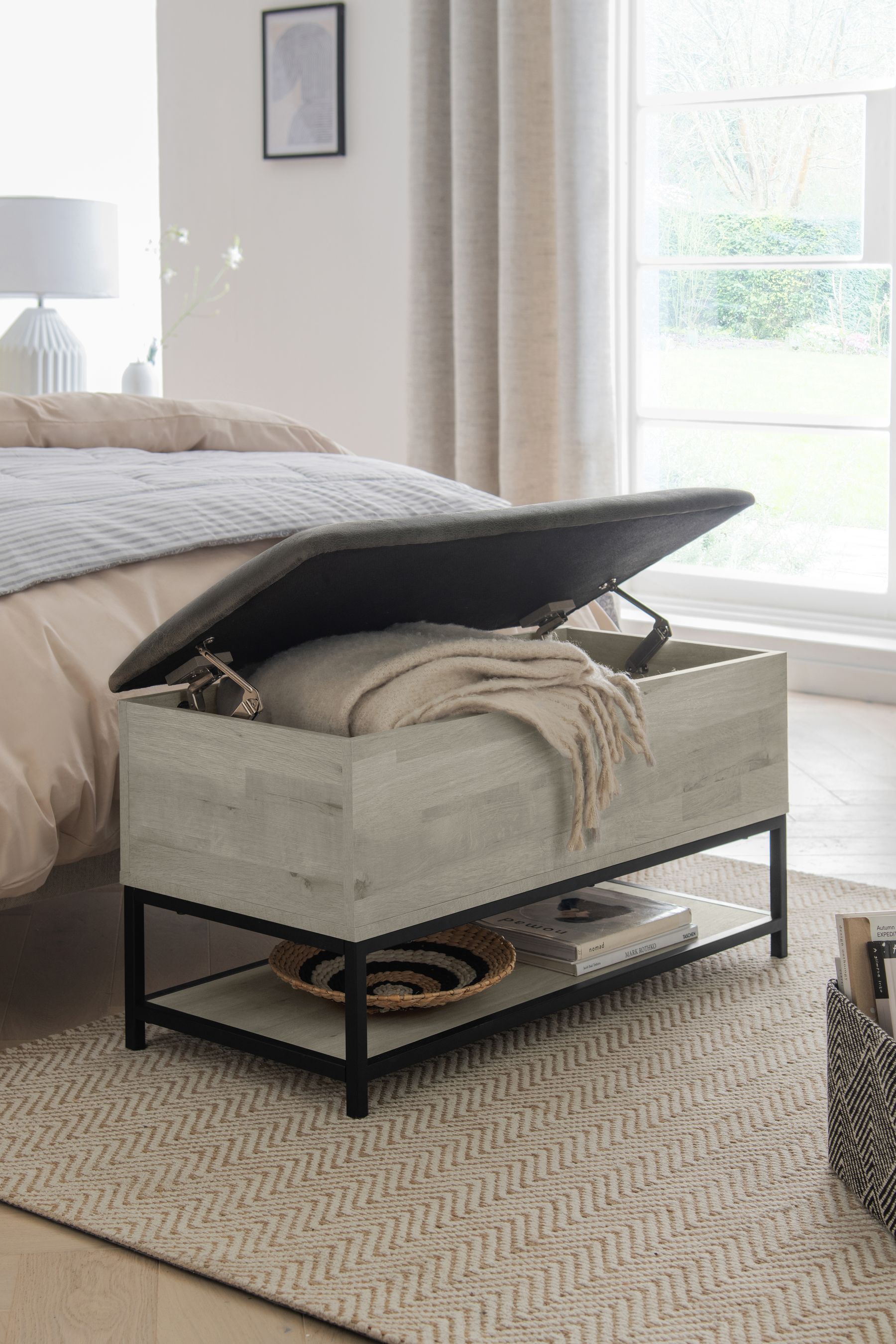 Buy Grey Oak Effect Bronx Storage Ottoman Blanket Box from Next Ireland