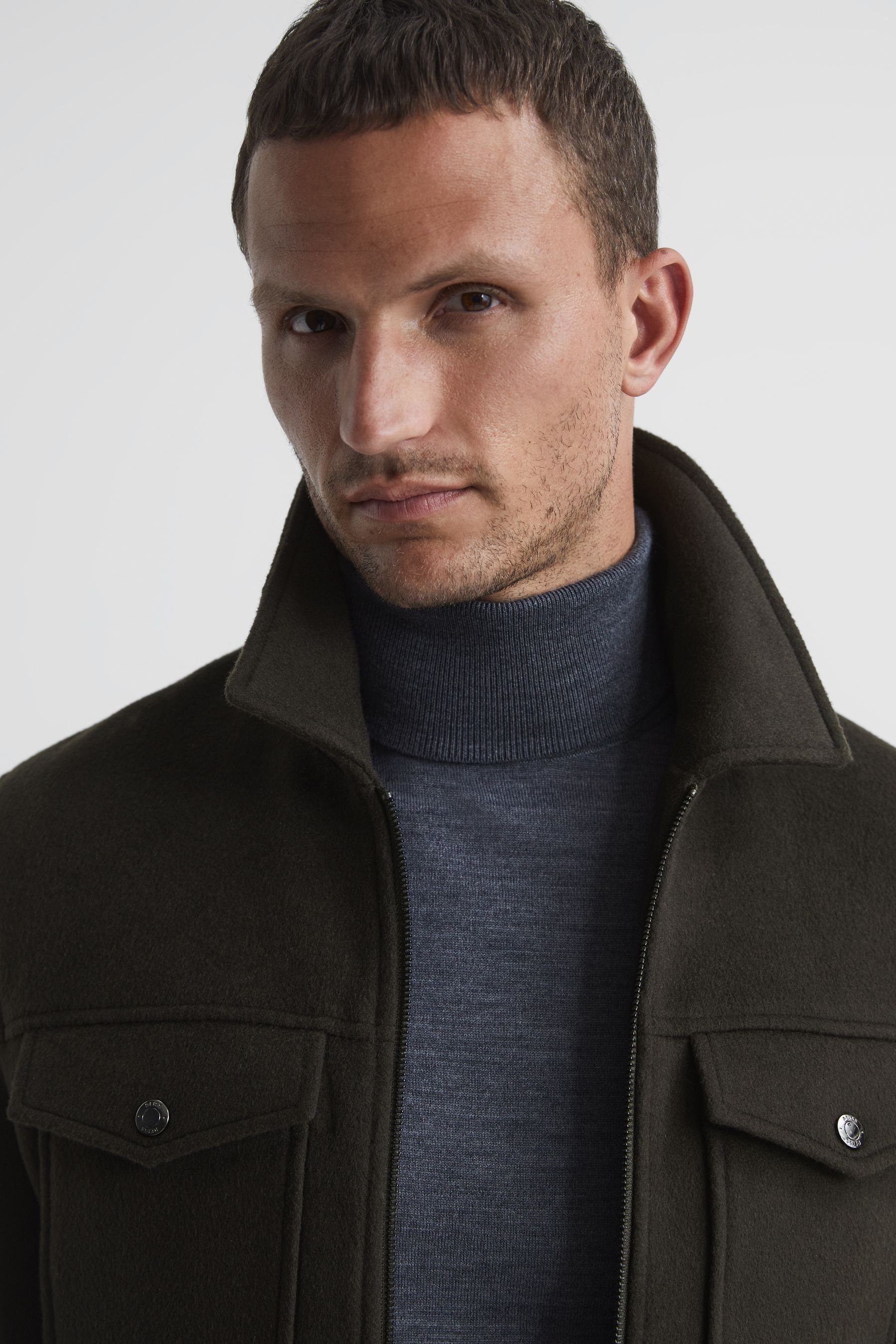 Buy Reiss Dark Green Peridoe Wool Trucker Jacket from the Next UK ...